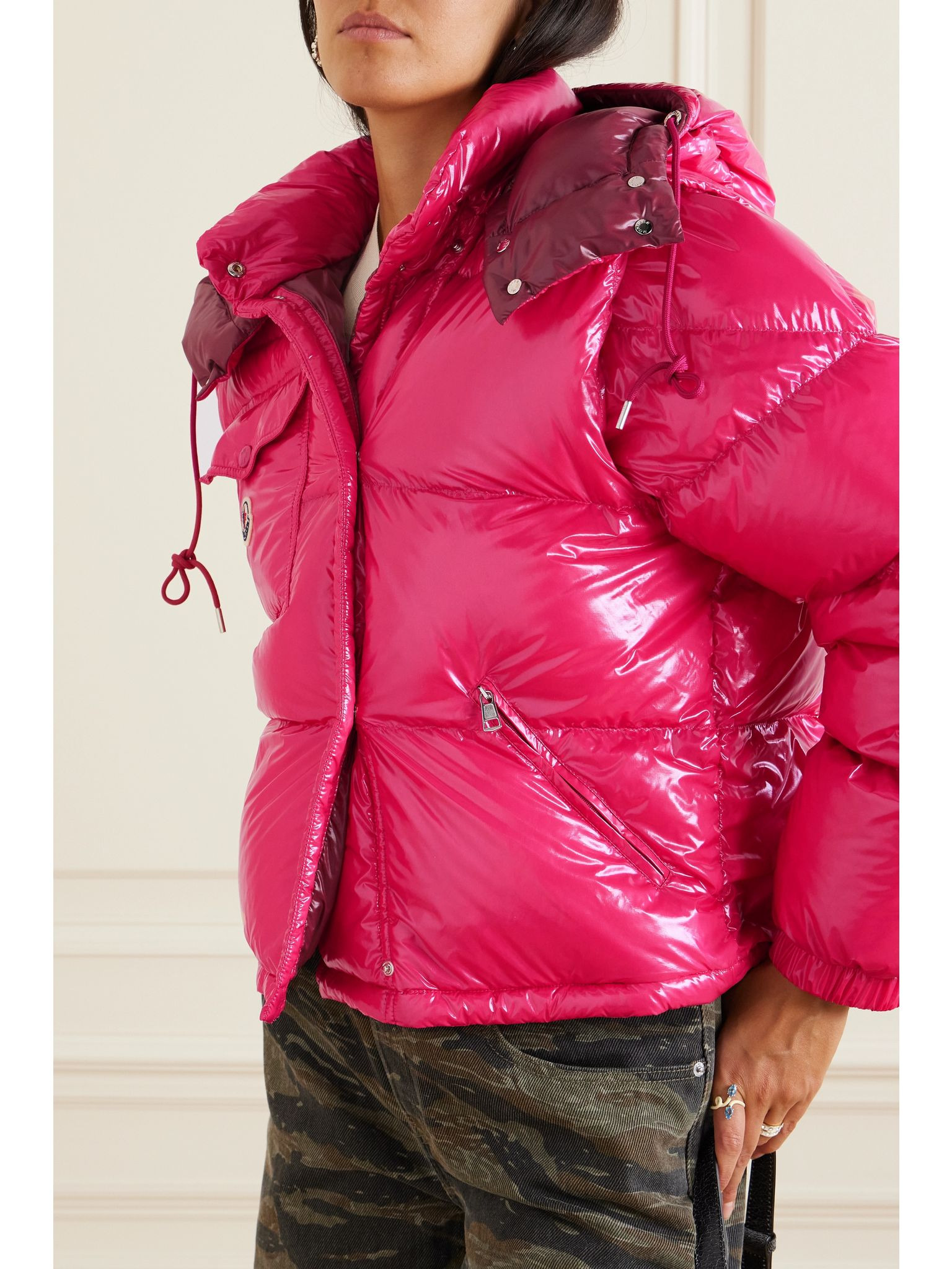Karakorum convertible hooded quilted glossed-ripstop down jacket Pink - 3