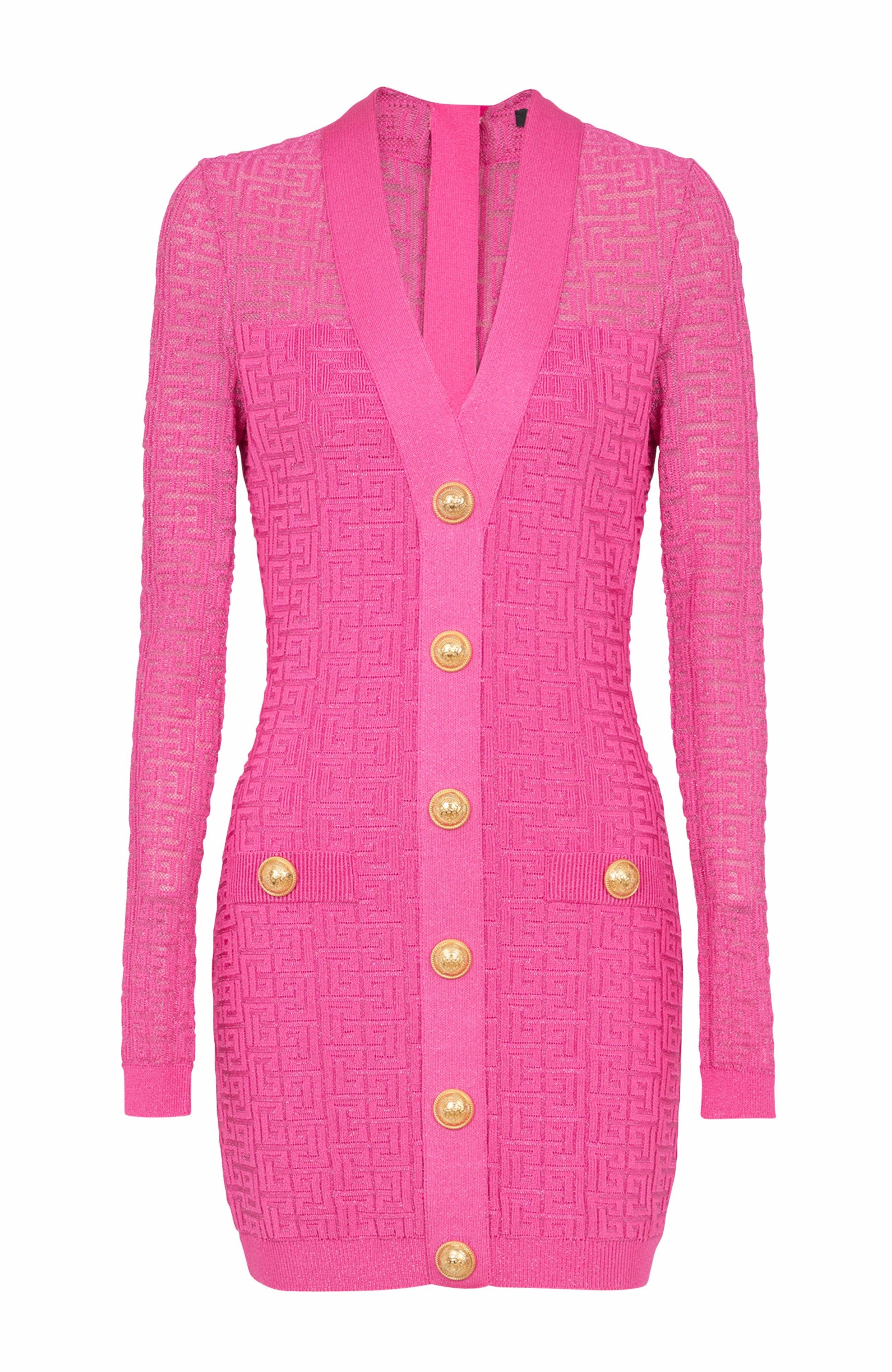Balmain Monogrammed knit dress in Pink at Nordstrom - 5