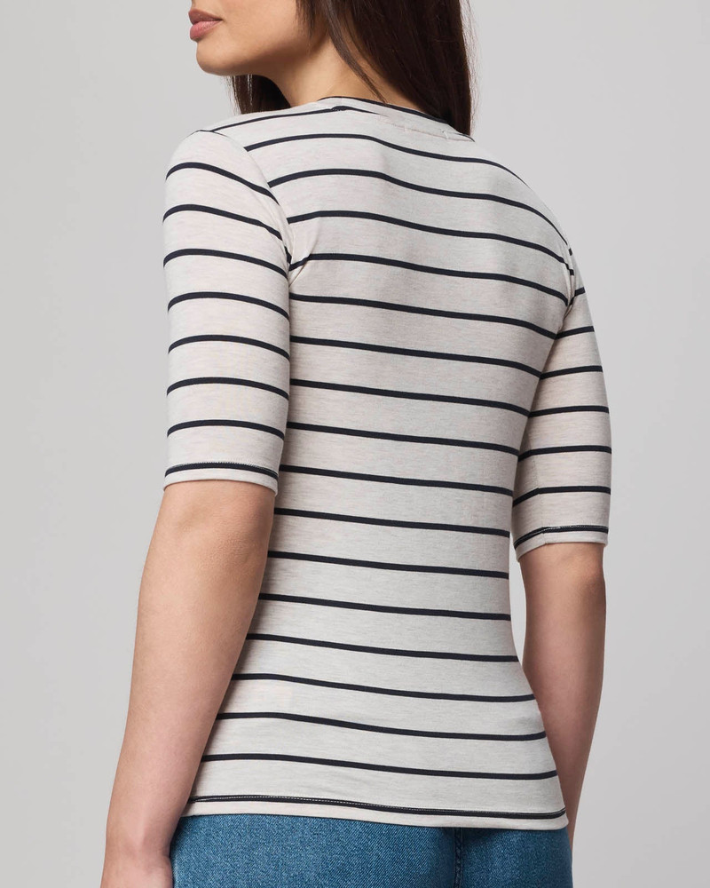 Bamboo Blend Stripe Quarter Sleeve Tee 3
