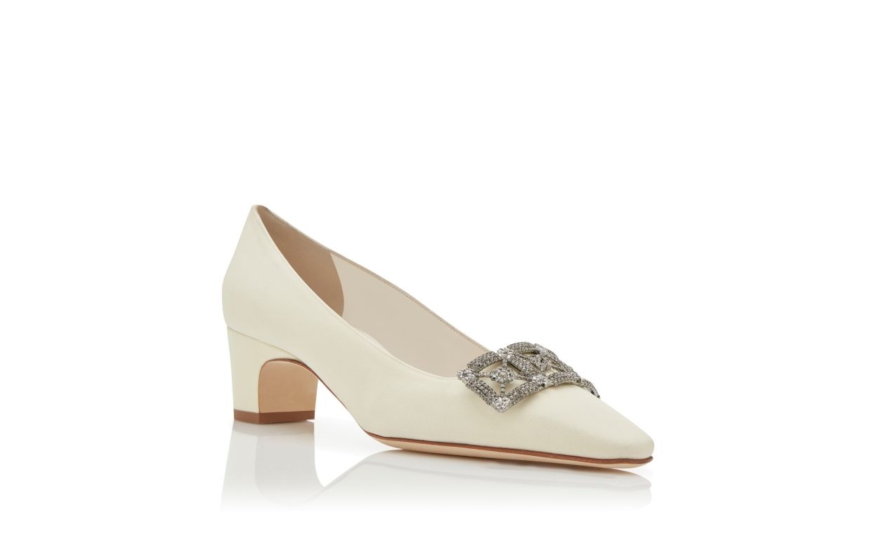 Cream Crepe De Chine Pumps - 3