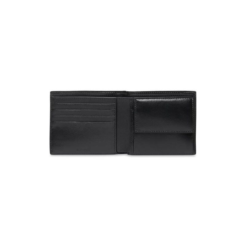 BALENCIAGA Men's Neo Classic Square Fold Coin Wallet in Black outlook