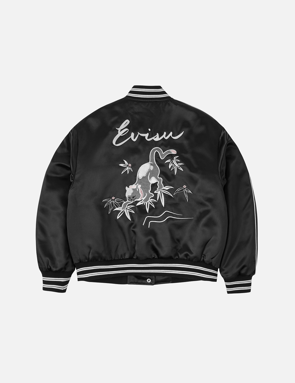 Logo and Fuzzy Cat Embroidery Fashion Fit Varsity Jacket - 3