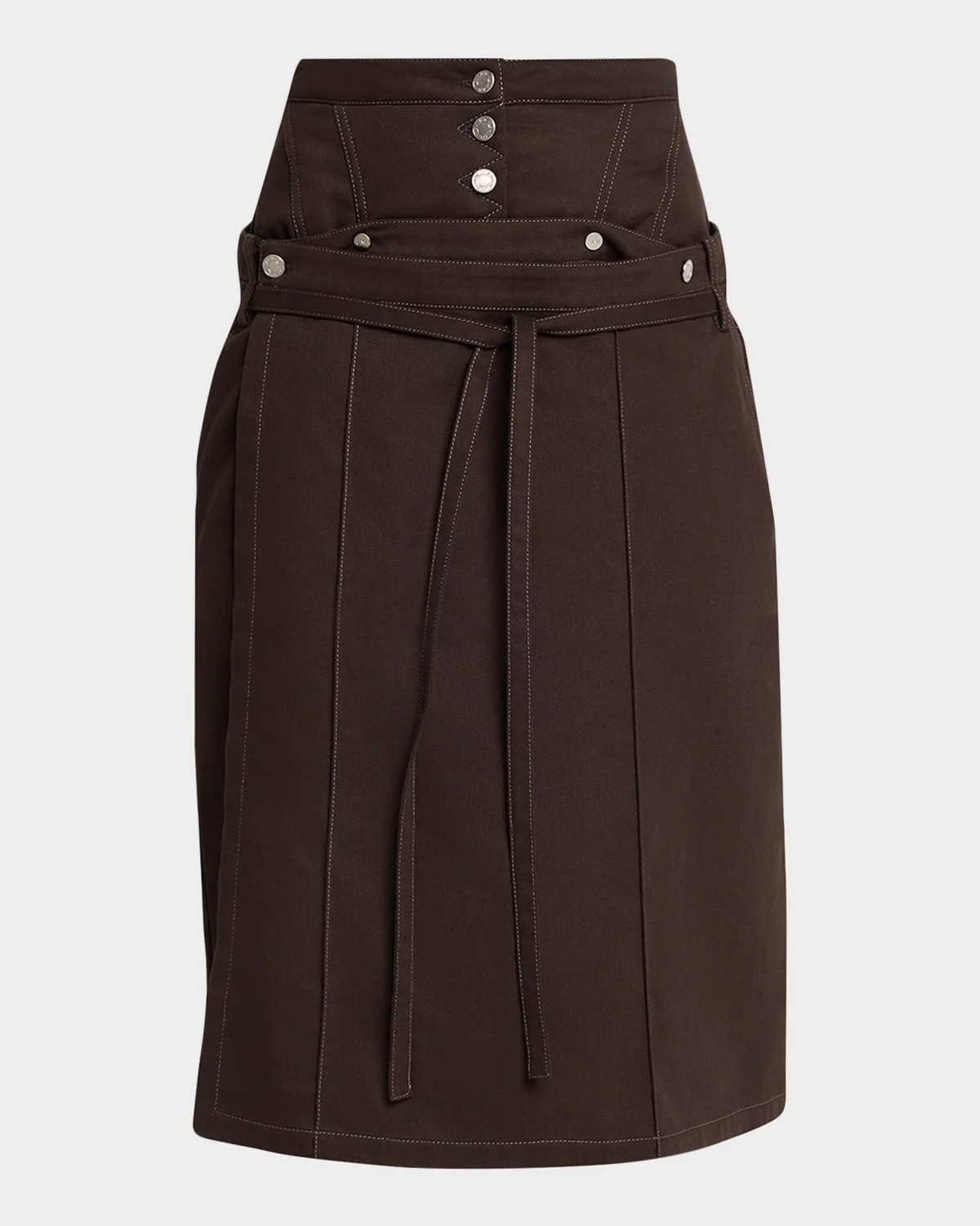 Corseted Denim Pencil Skirt - 1