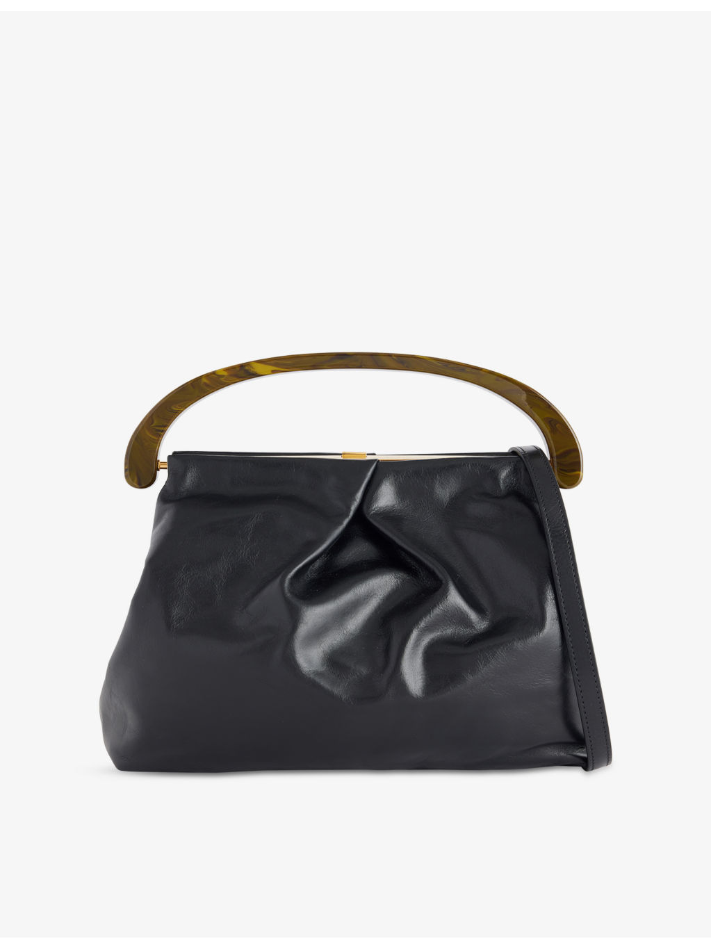 Pleated Leather Top Handle Bag - 1