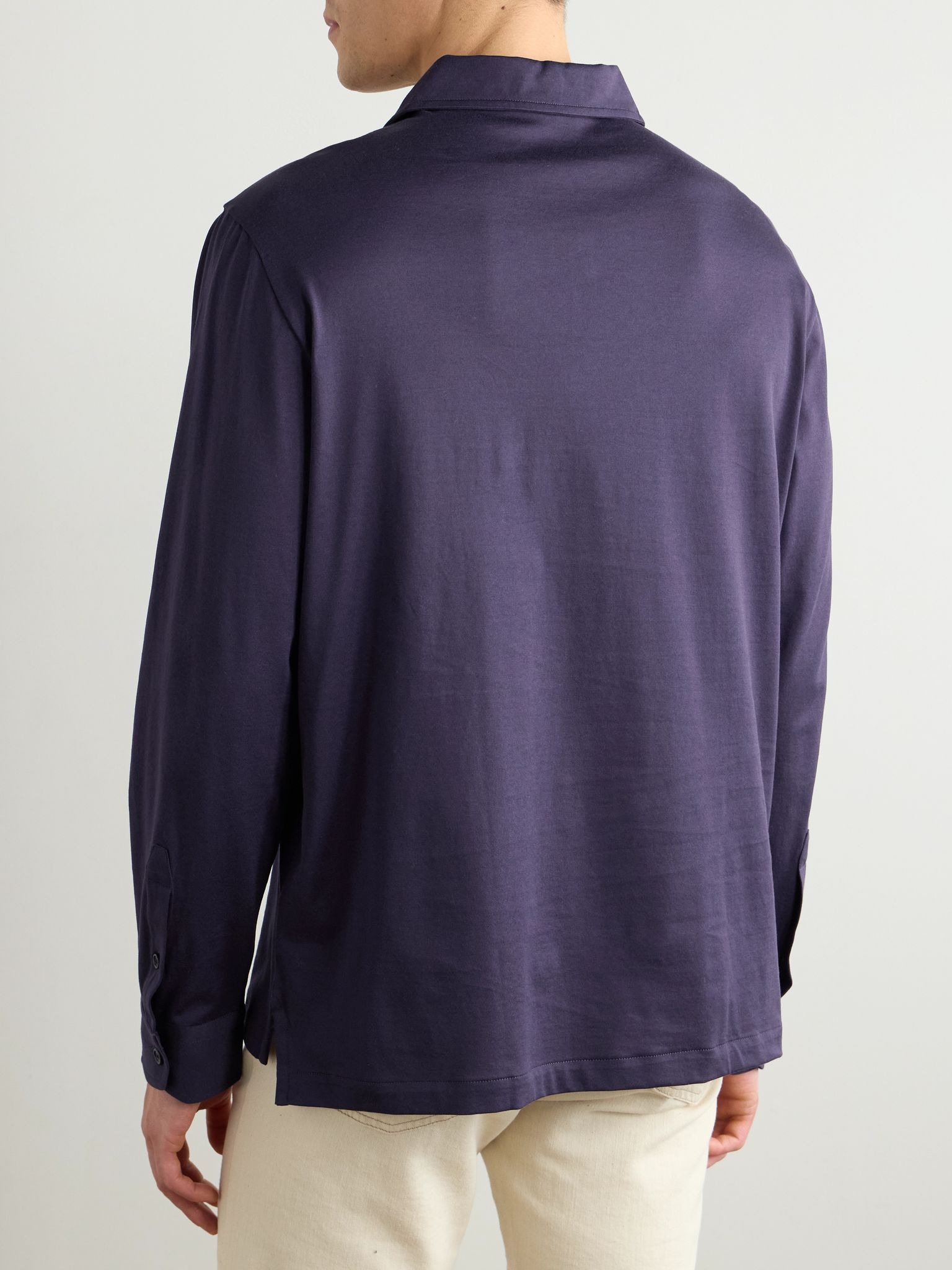 Slim-Fit Cotton Polo Shirt Purple - 3