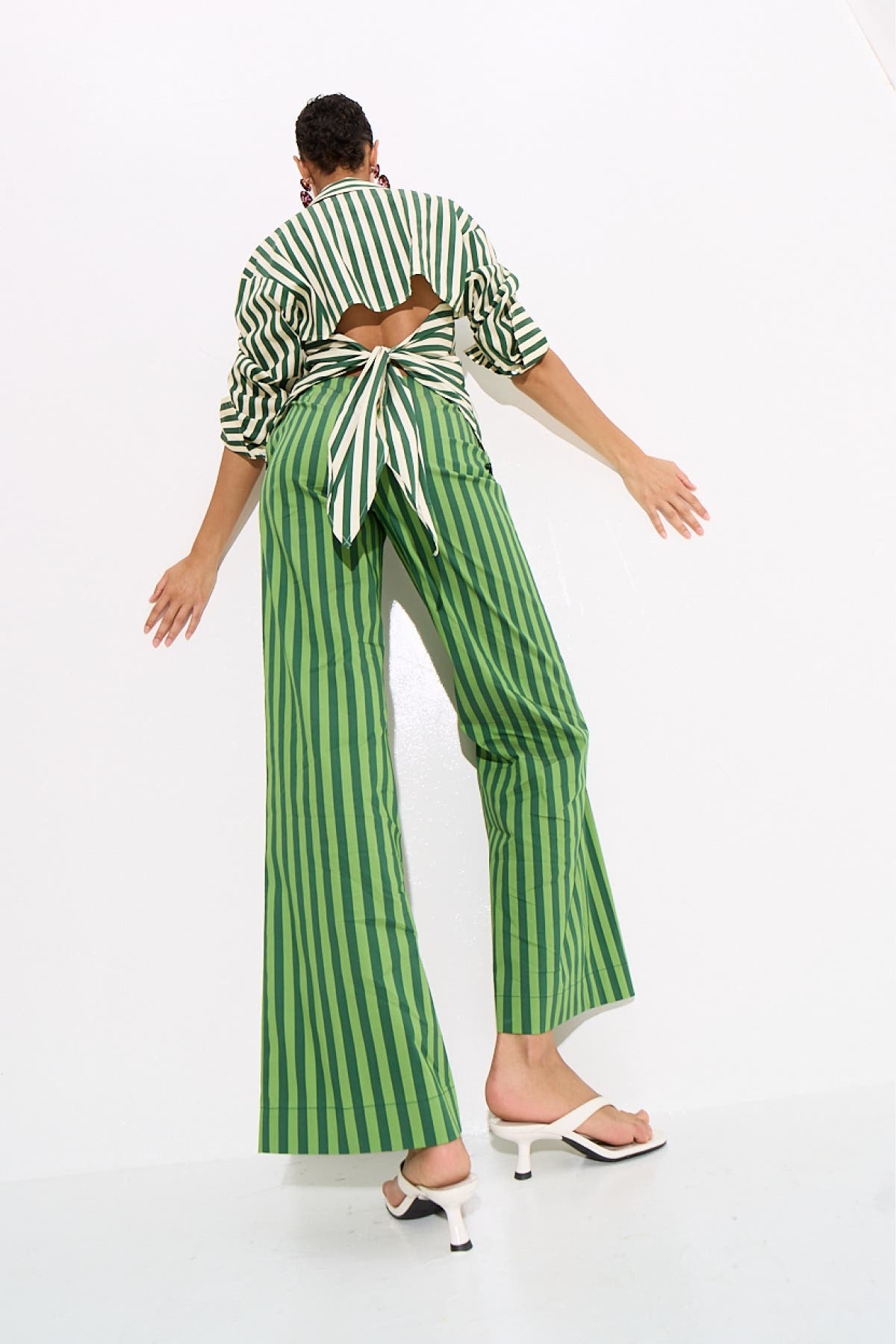 SIMONMILLER Loch Striped Poplin Button Up in Gummy Green/ecru Stripe at Nordstrom - 3