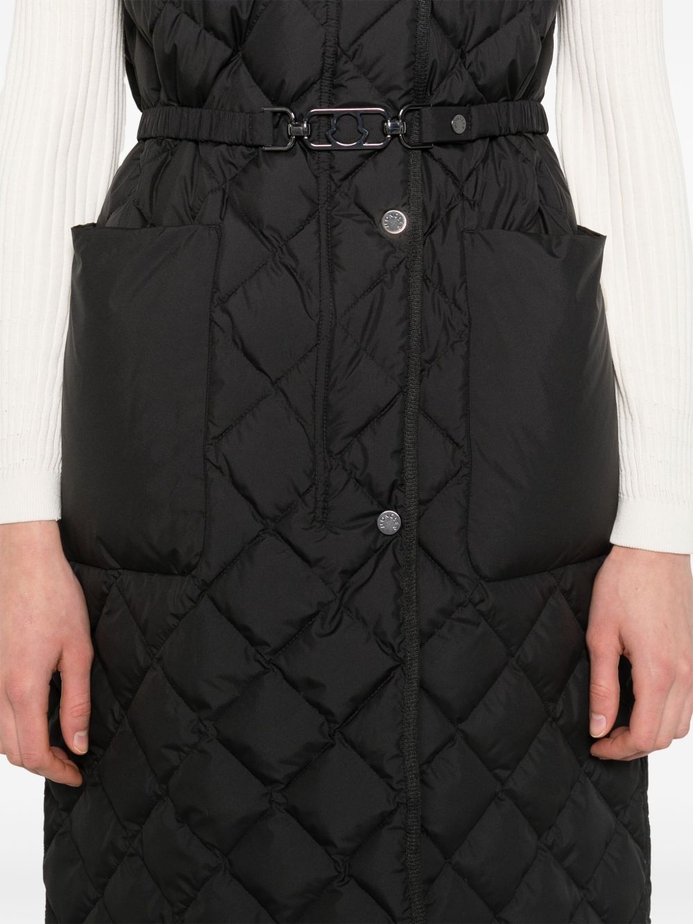 quilted belted vest - 5
