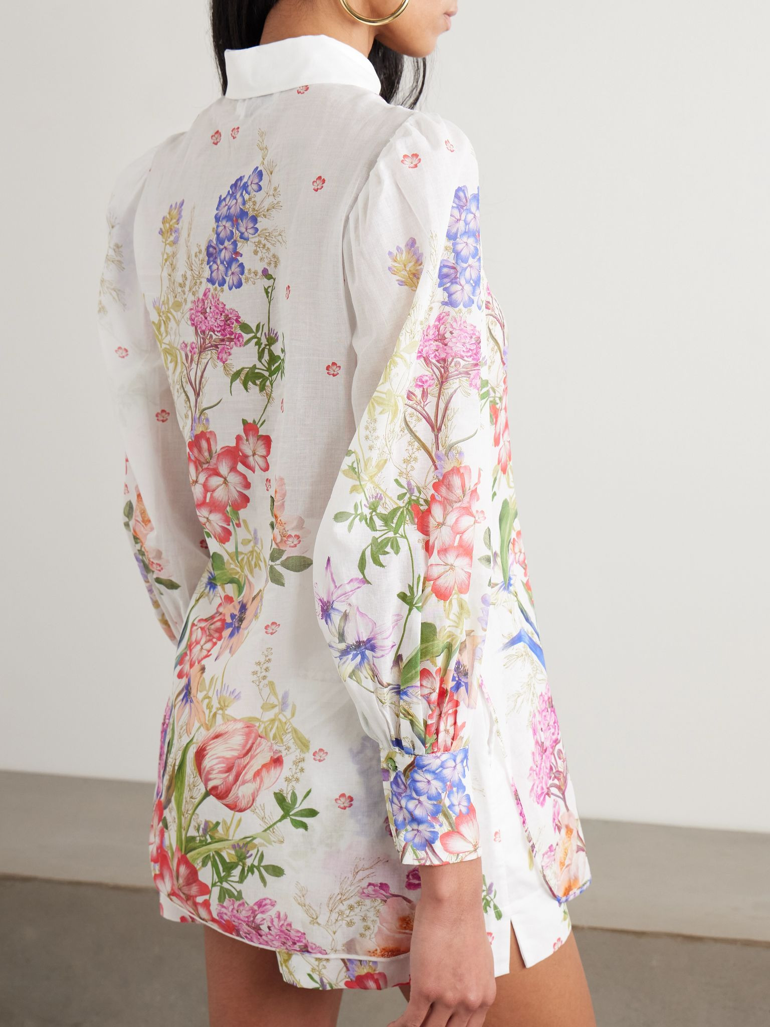 Aster floral-print cotton-blend voile shirt White - 4