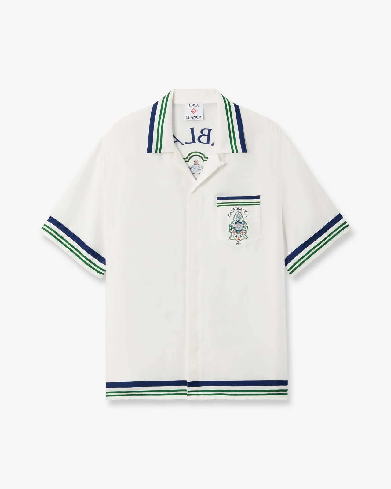 White Hotel Emblem Short Sleeve Silk Shirt | Casablanca Paris - 1