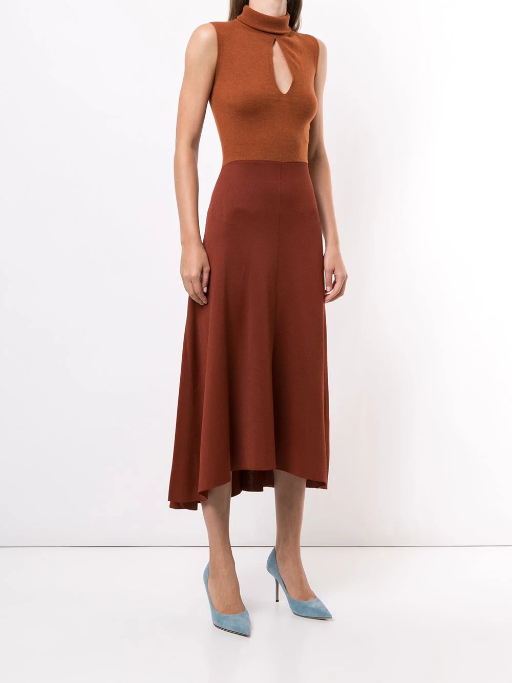 high neck sleeveless midi dress - 3