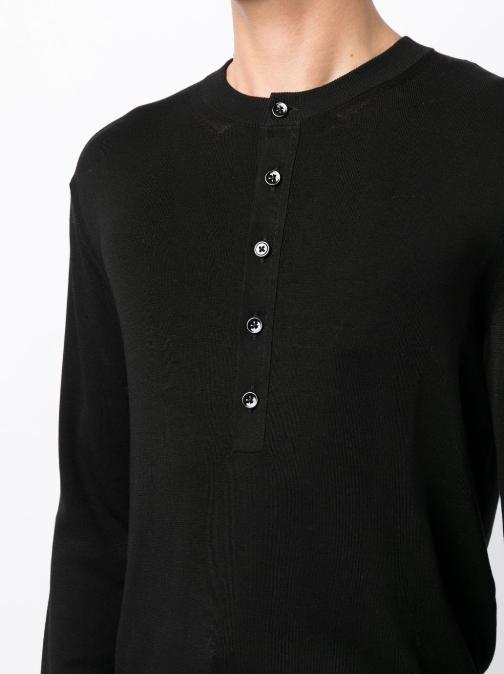 fine-knit silk Henley top - 5