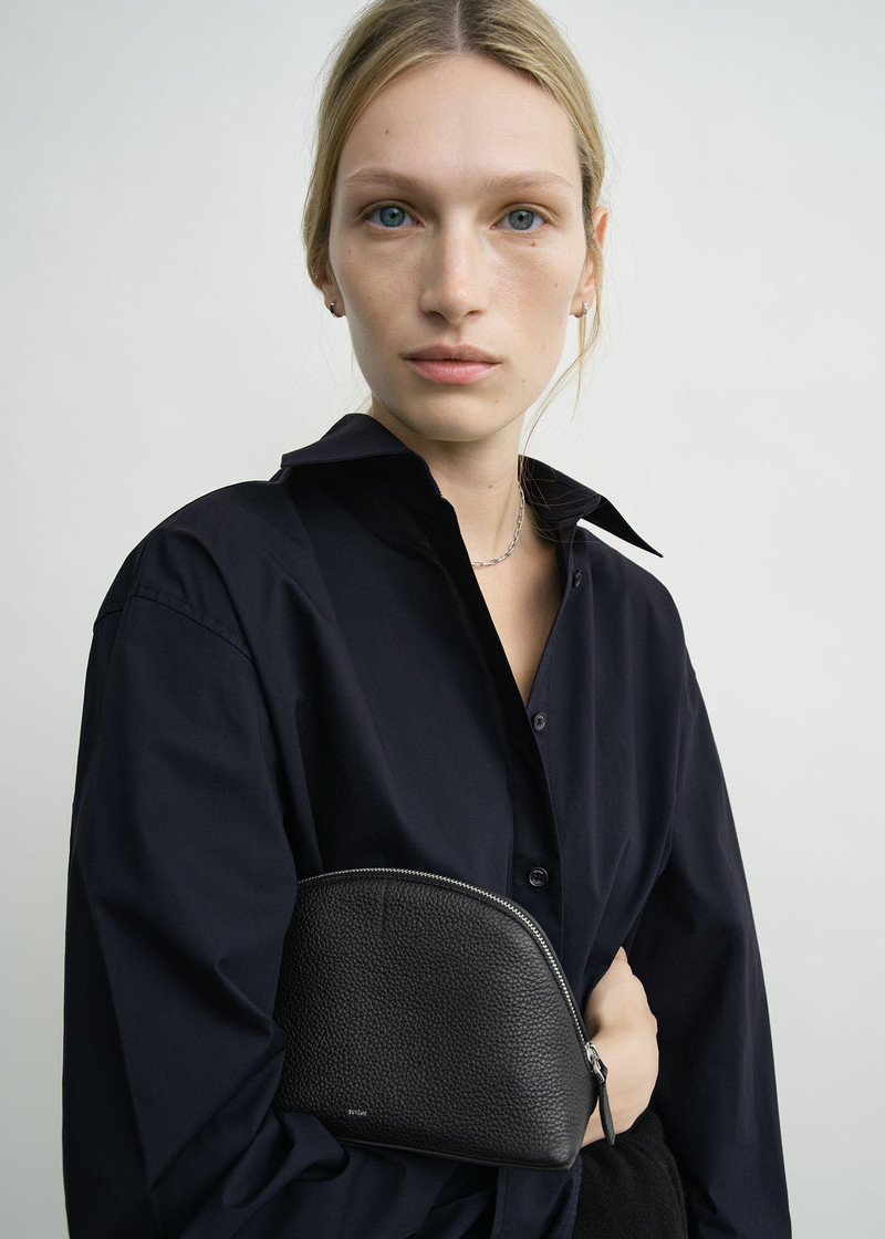 Small grained-leather day pouch black 3