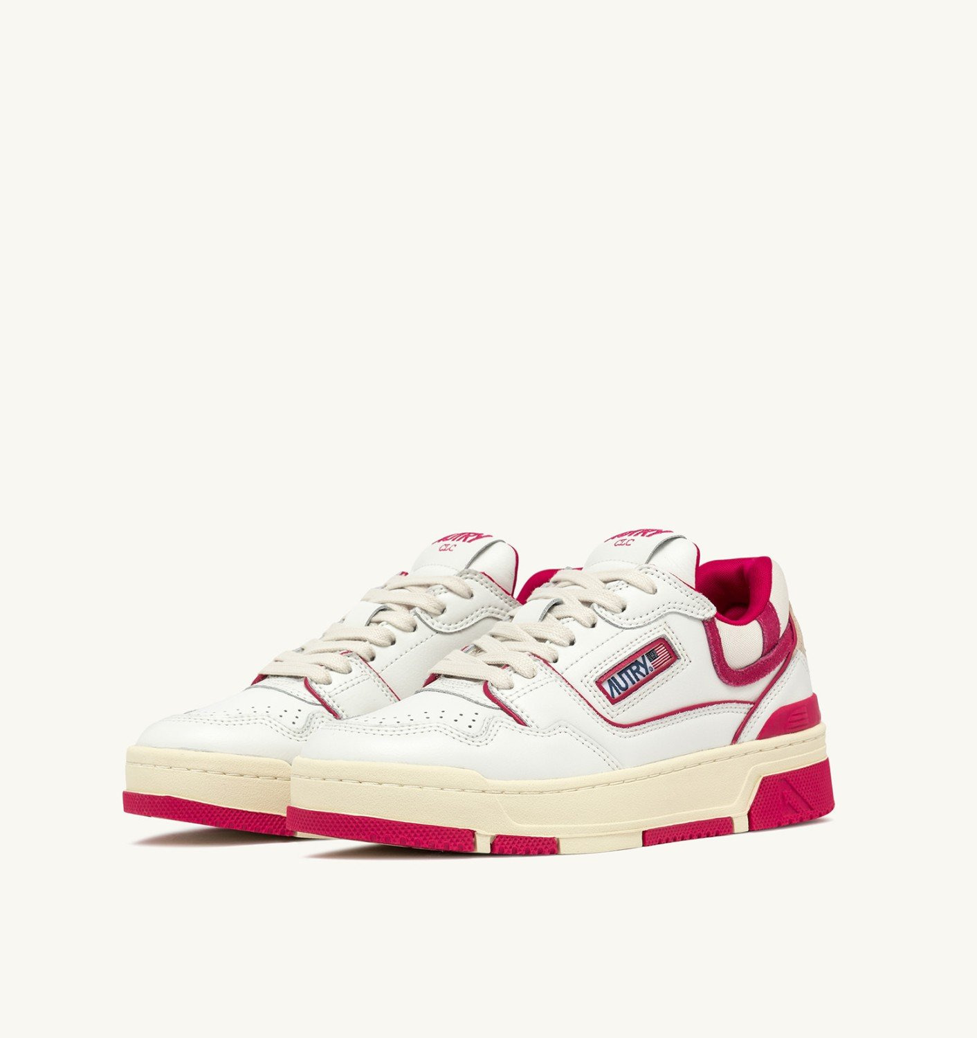 CLC LOW SNEAKERS IN WHITE LEATHER AND BRIGHT ROSE SUEDE - 2