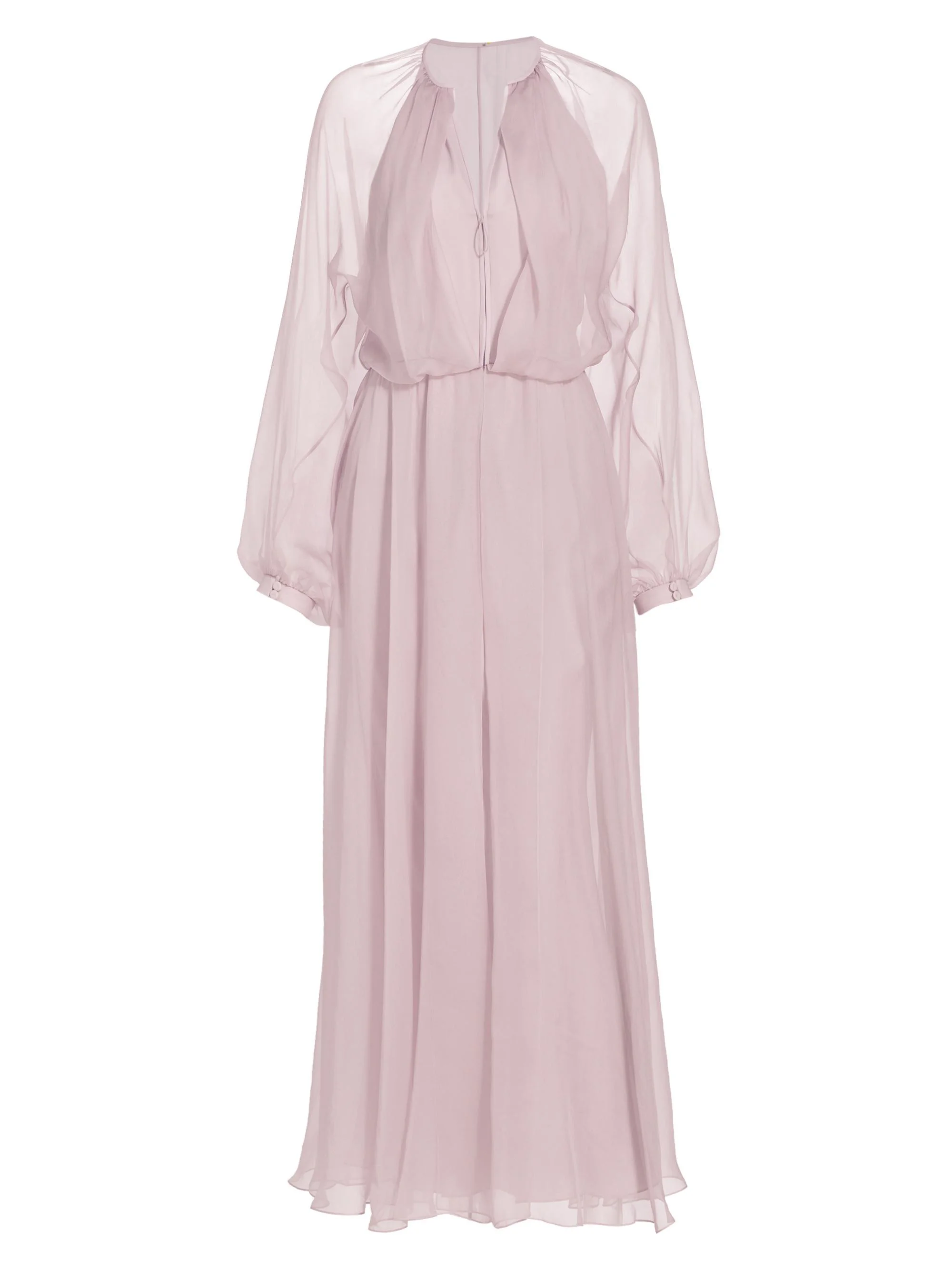 Women's Blouson Zip-Front Silk Gown - Lilac - 1
