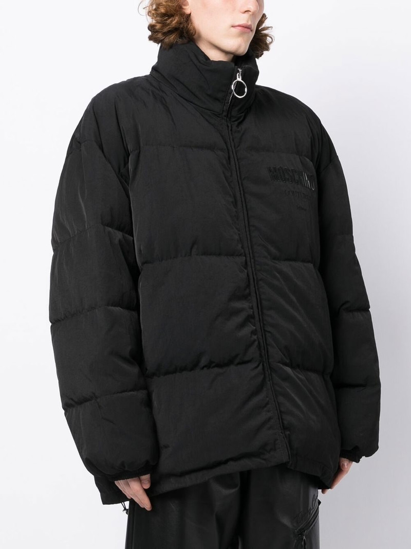 logo-print padded coat 3