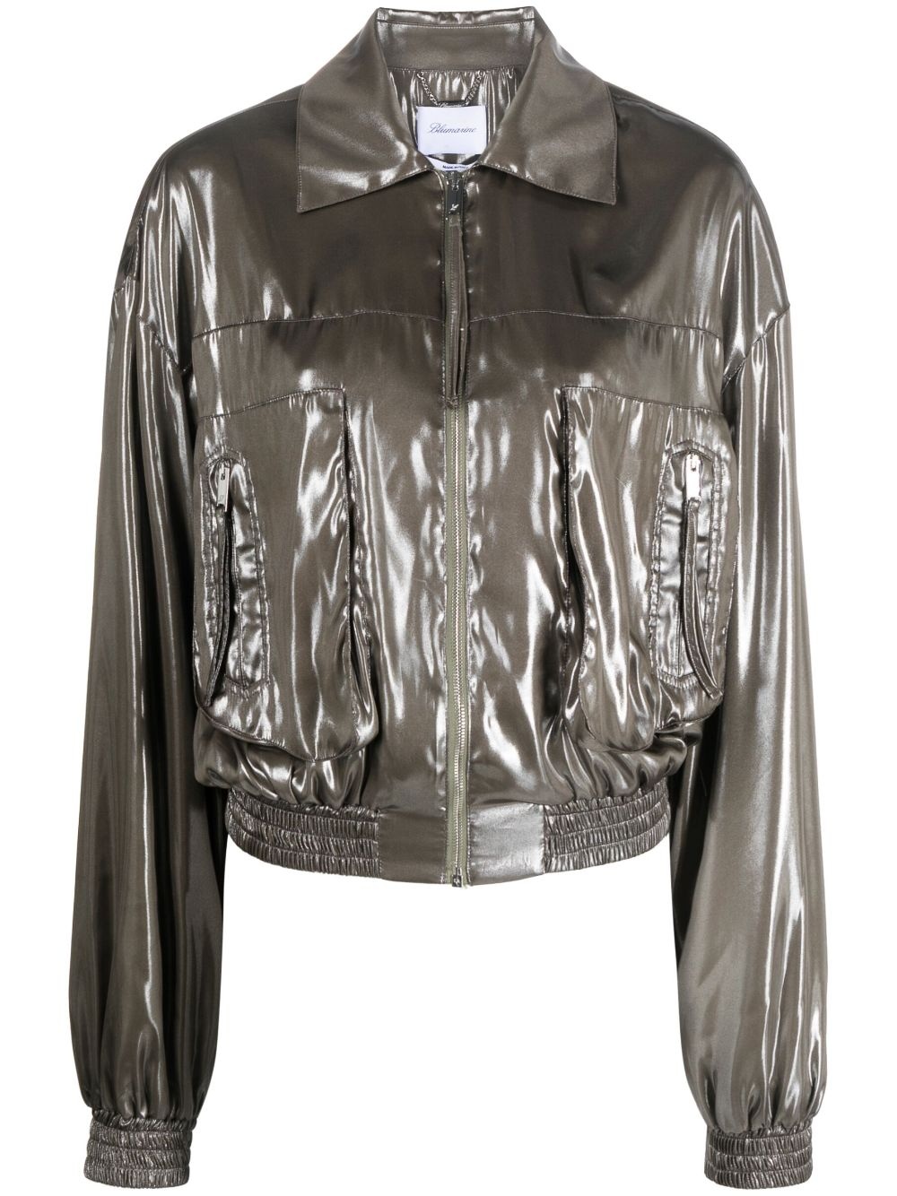 pointed-collar metallic bomber jacket - 1