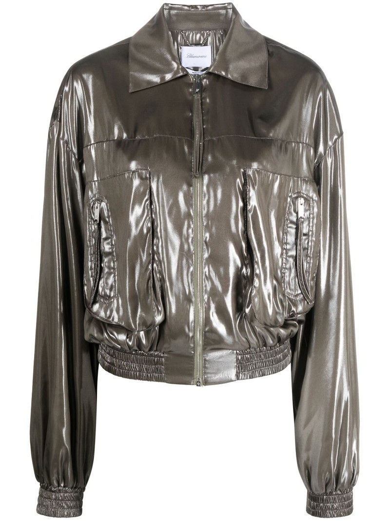 pointed-collar metallic bomber jacket 1