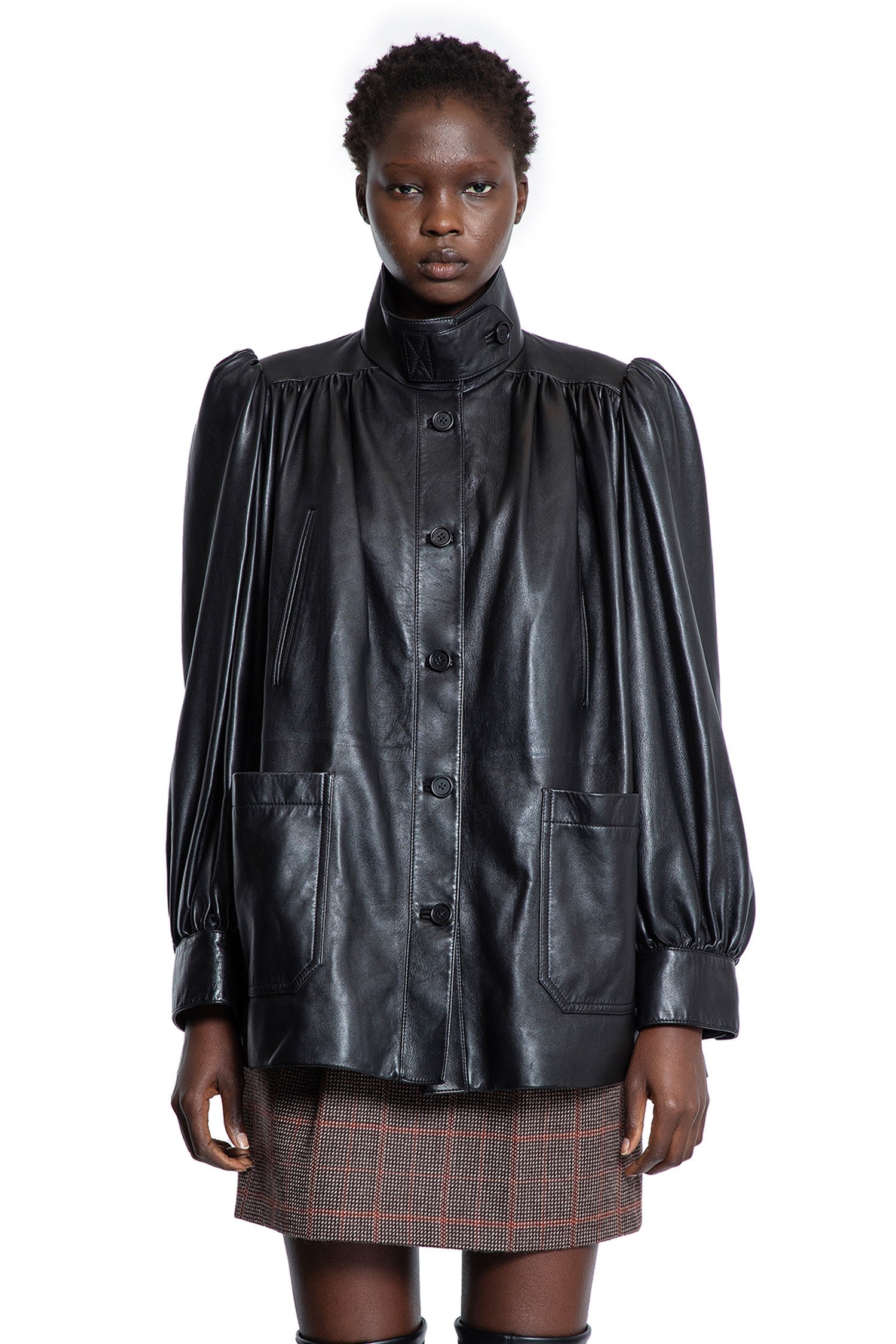 High-Neck-Coat-In-Plonge-Nappa-Leather - 2