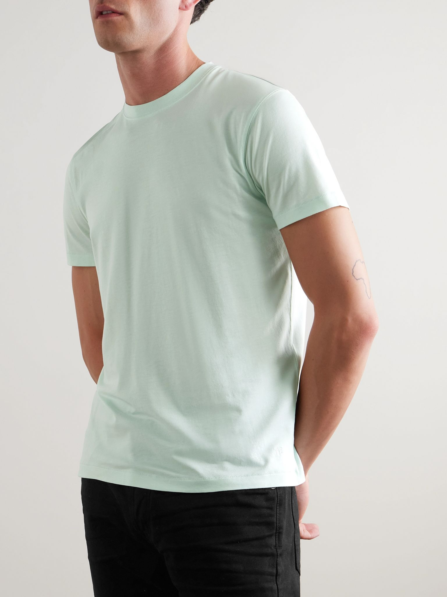 Slim-Fit Lyocell and Cotton-Blend Jersey T-Shirt Mint - 3