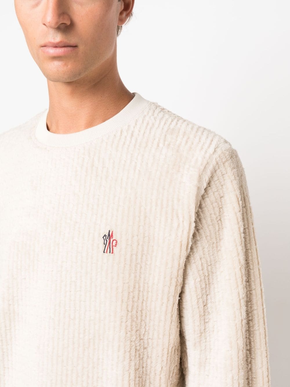 logo-patch fleece-texture sweatshirt - 5