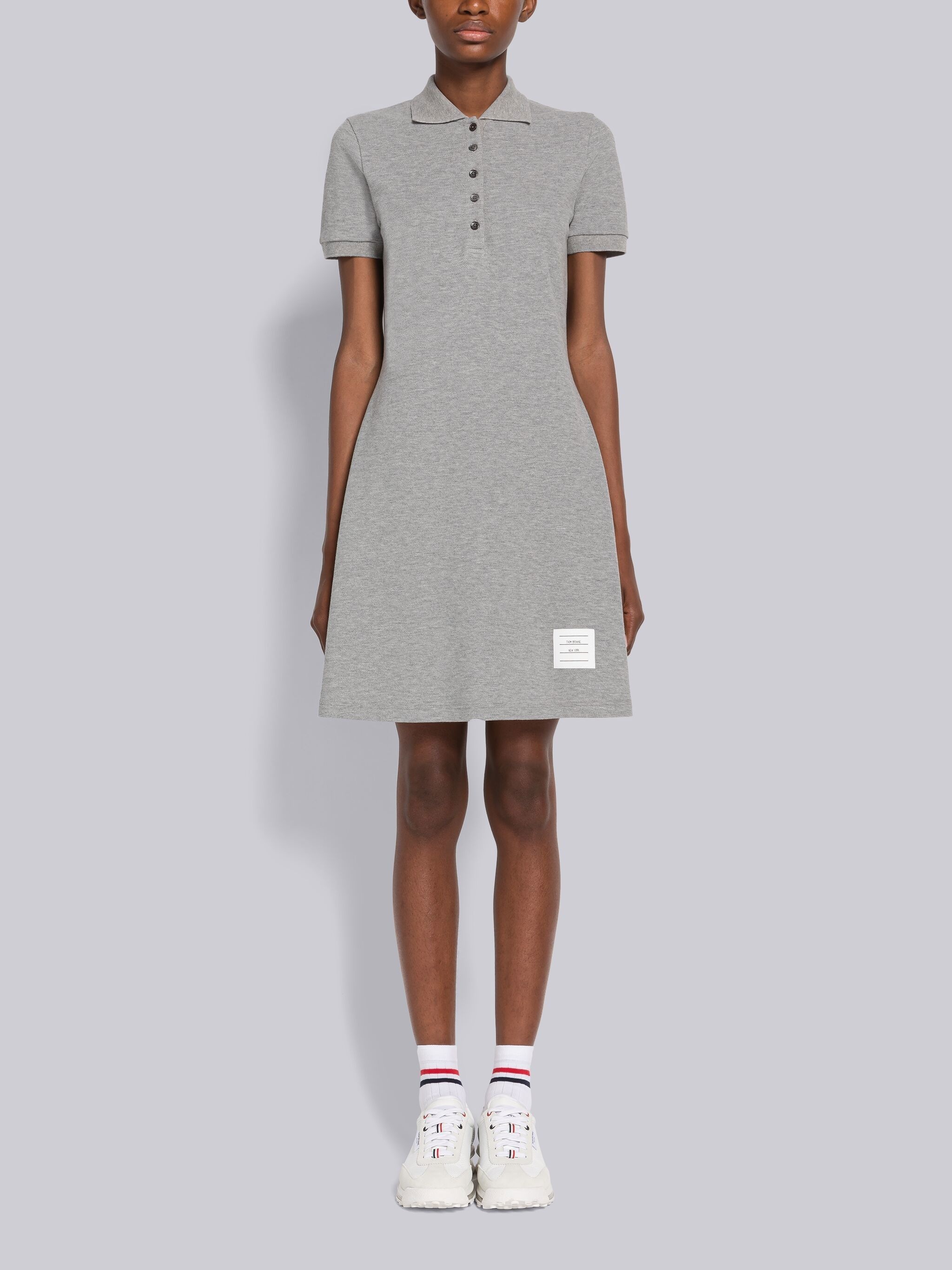 ★THOM BROWNE★ Pique Lip Gusset Tennis Dress Light Grey FJD Thom Browne Pique Rib Gusset Tennis Dress | REVERSIBLE