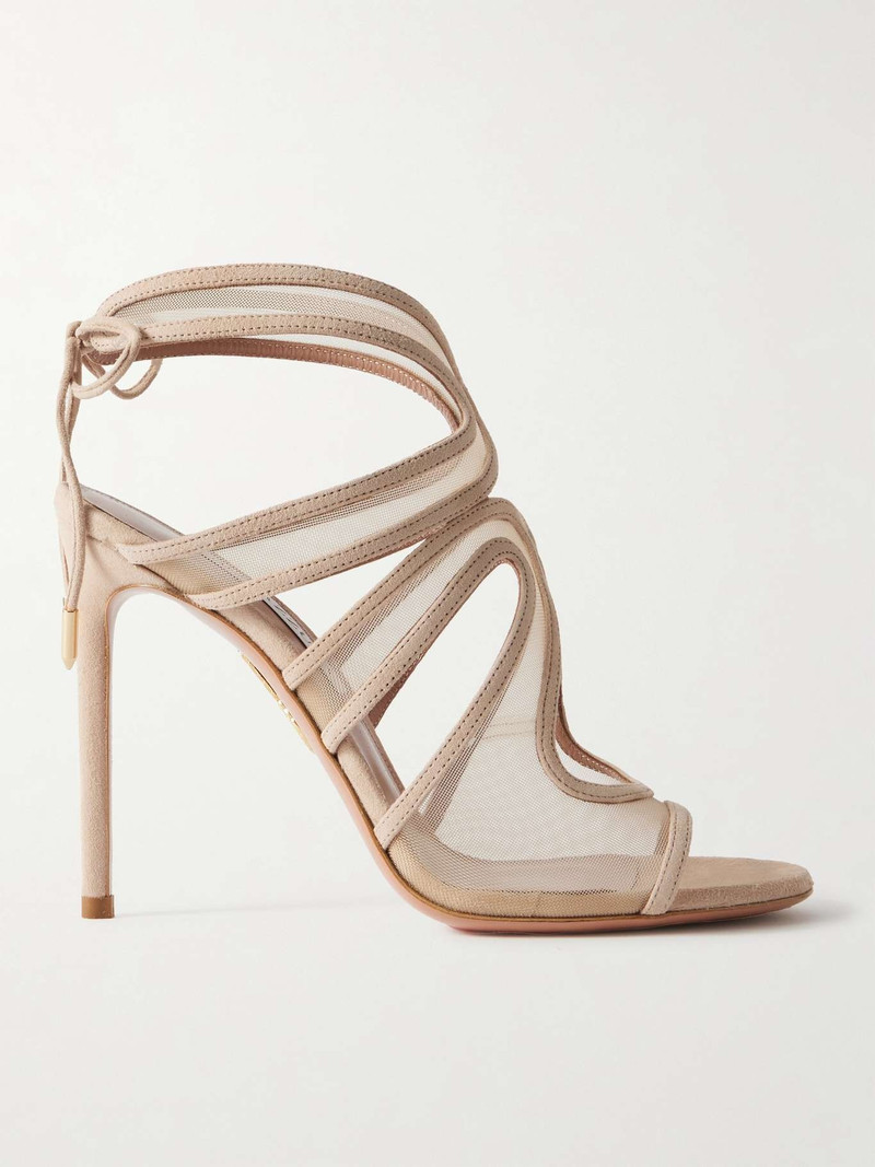 Spirit 105 mesh-trimmed suede sandals Neutral 1