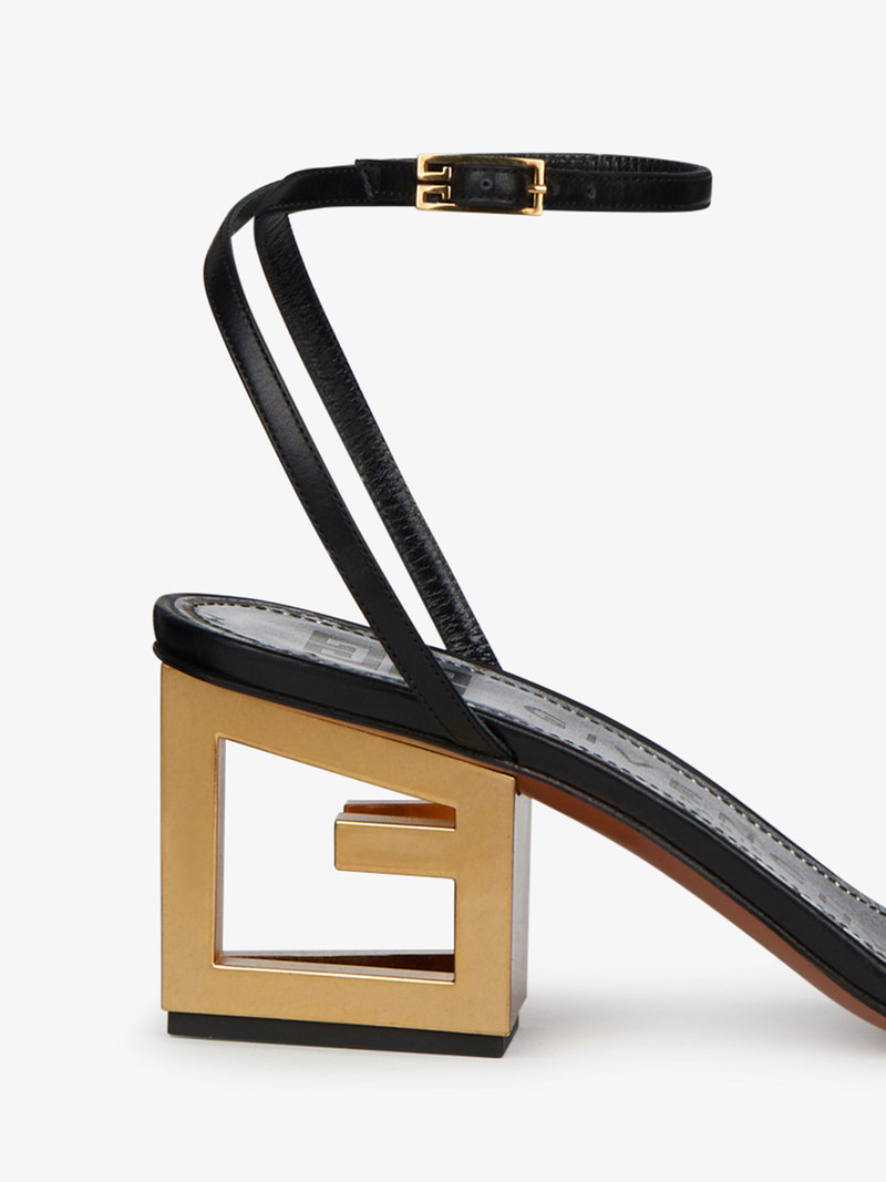 Gold G heel sandals in leather 7