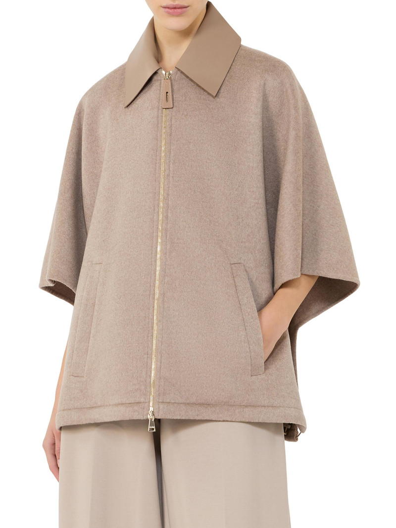 Women's Double Faced Cashmere Broadcloth Cape - Tawny Bronze Brown 3