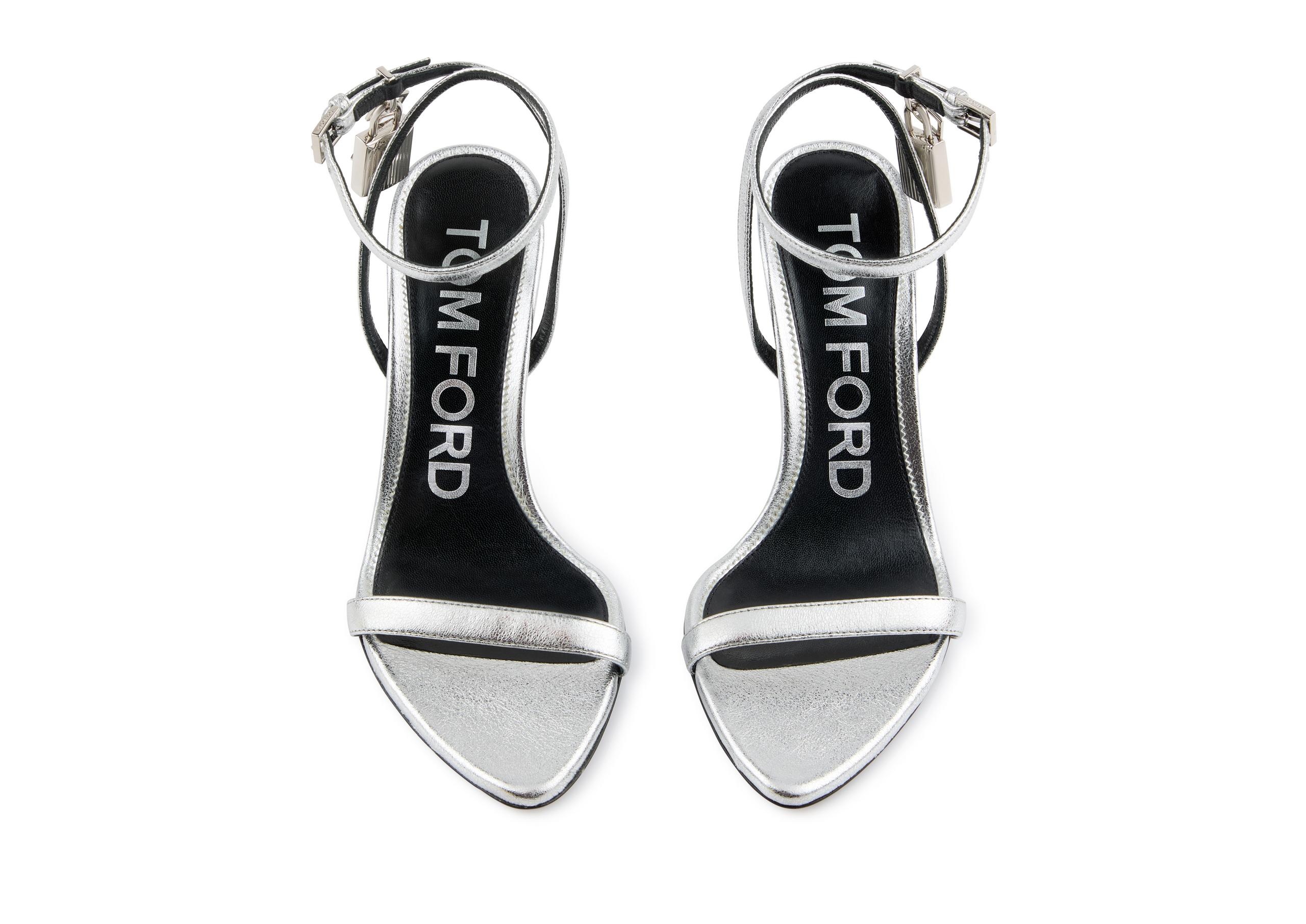 LAMINATED NAPPA PADLOCK POINTY NAKED SANDAL 85 MM - 4