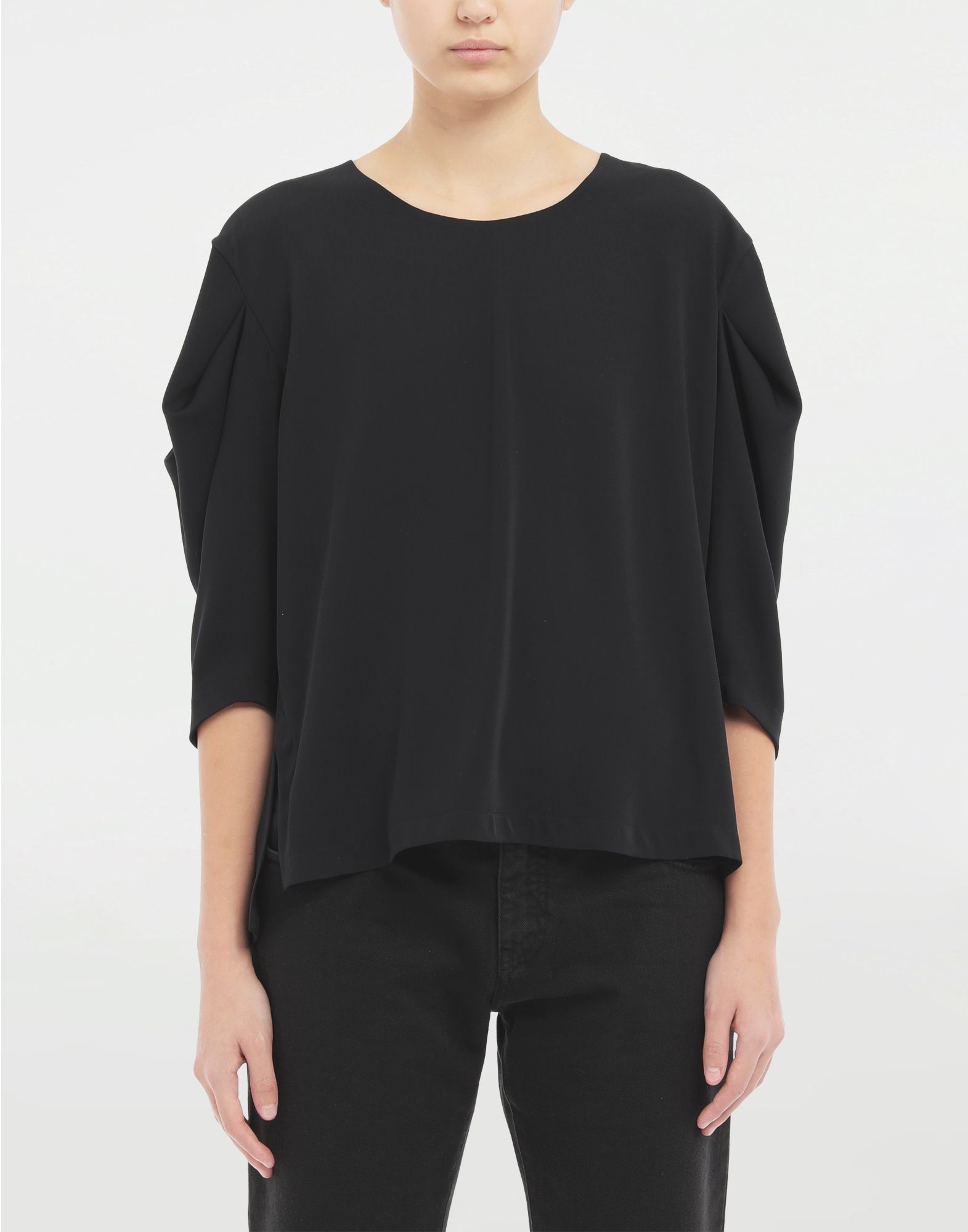 Ruffle draped sleeve top - 2