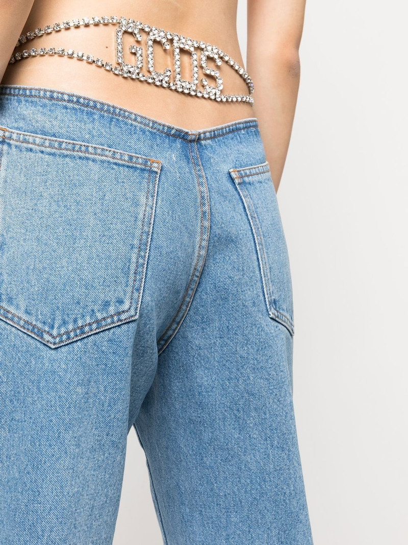 crystal-embellished detail straight jeans 5