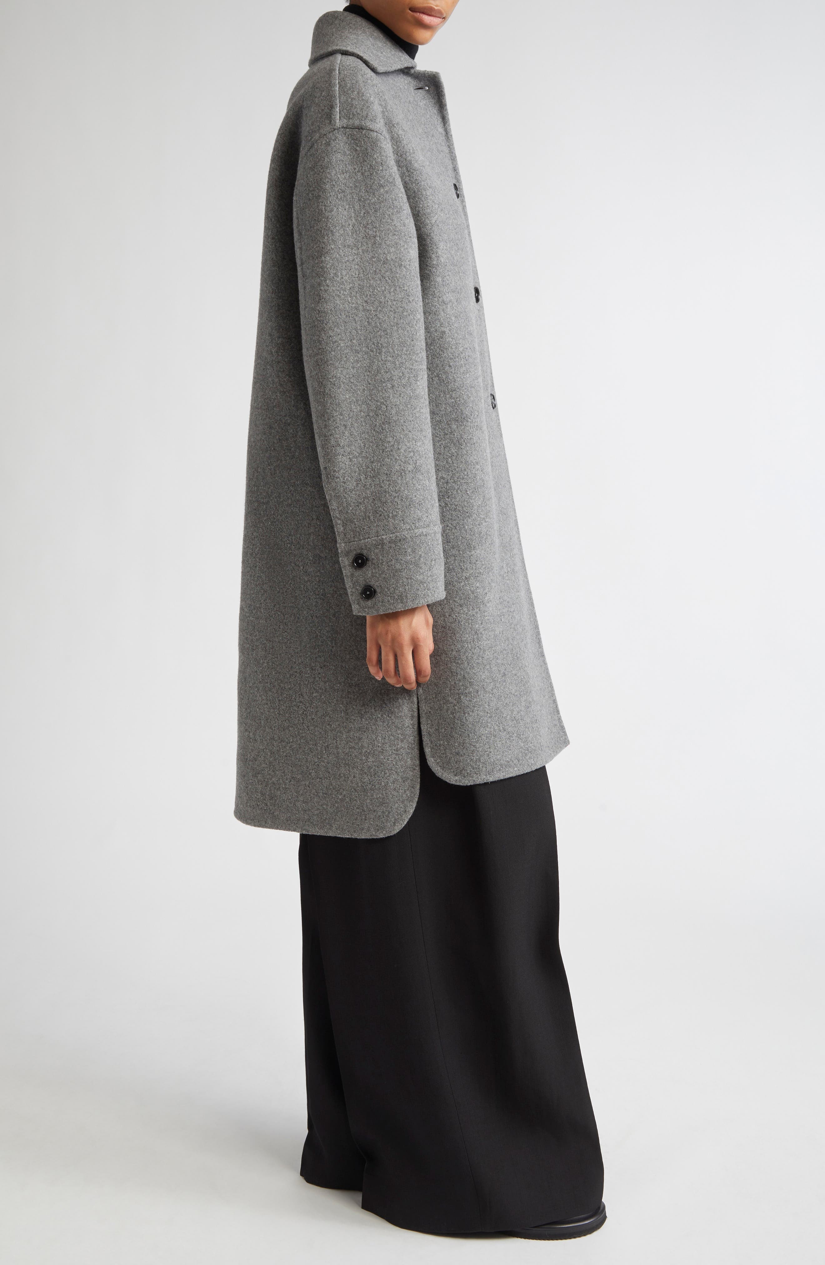 Jil Sander Relaxed Virgin Wool Coat in Pebble at Nordstrom - 4