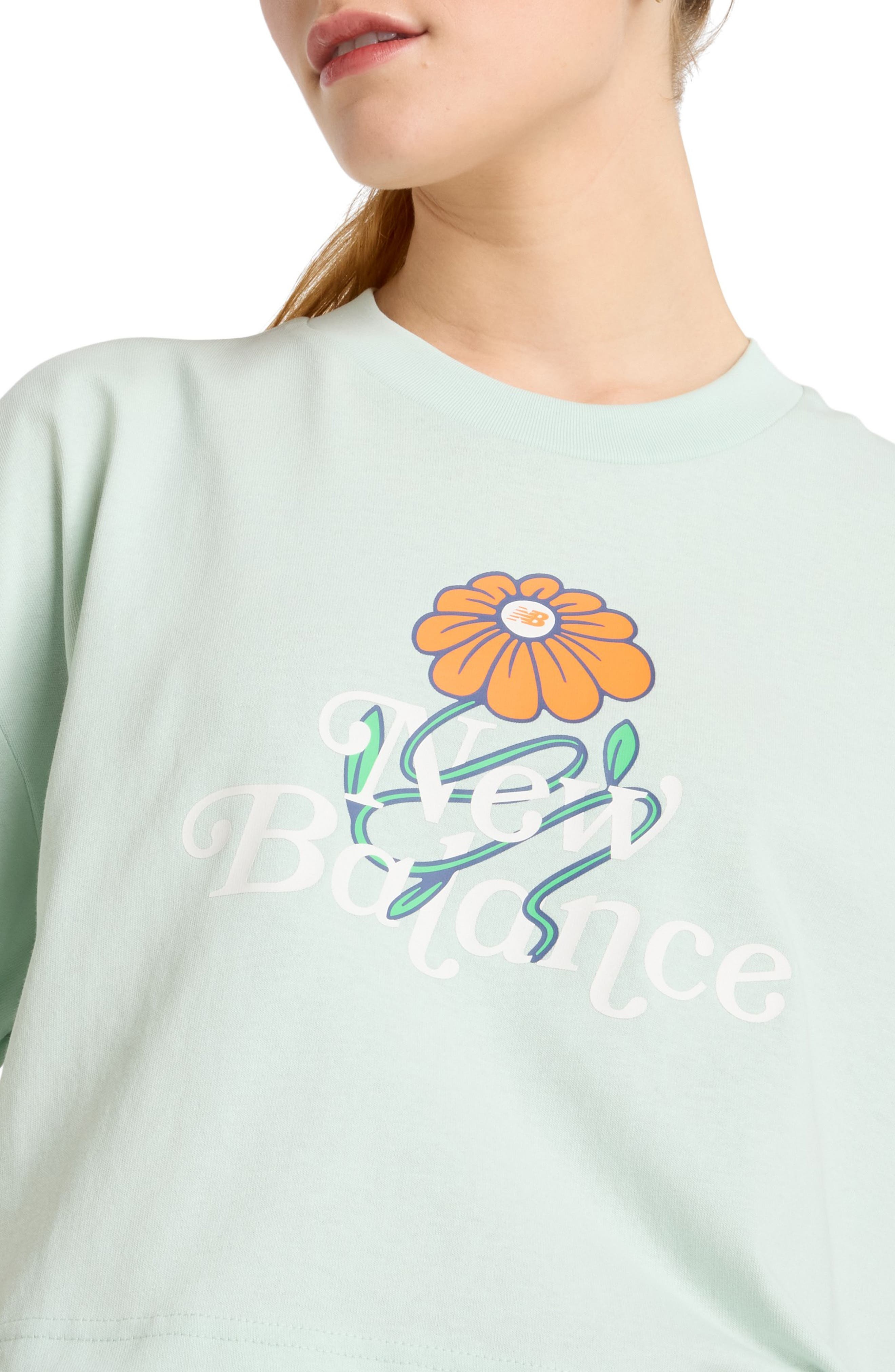 New Balance Athletics Oversize Crop Flower Graphic T-Shirt in Clay Ash at Nordstrom - 4