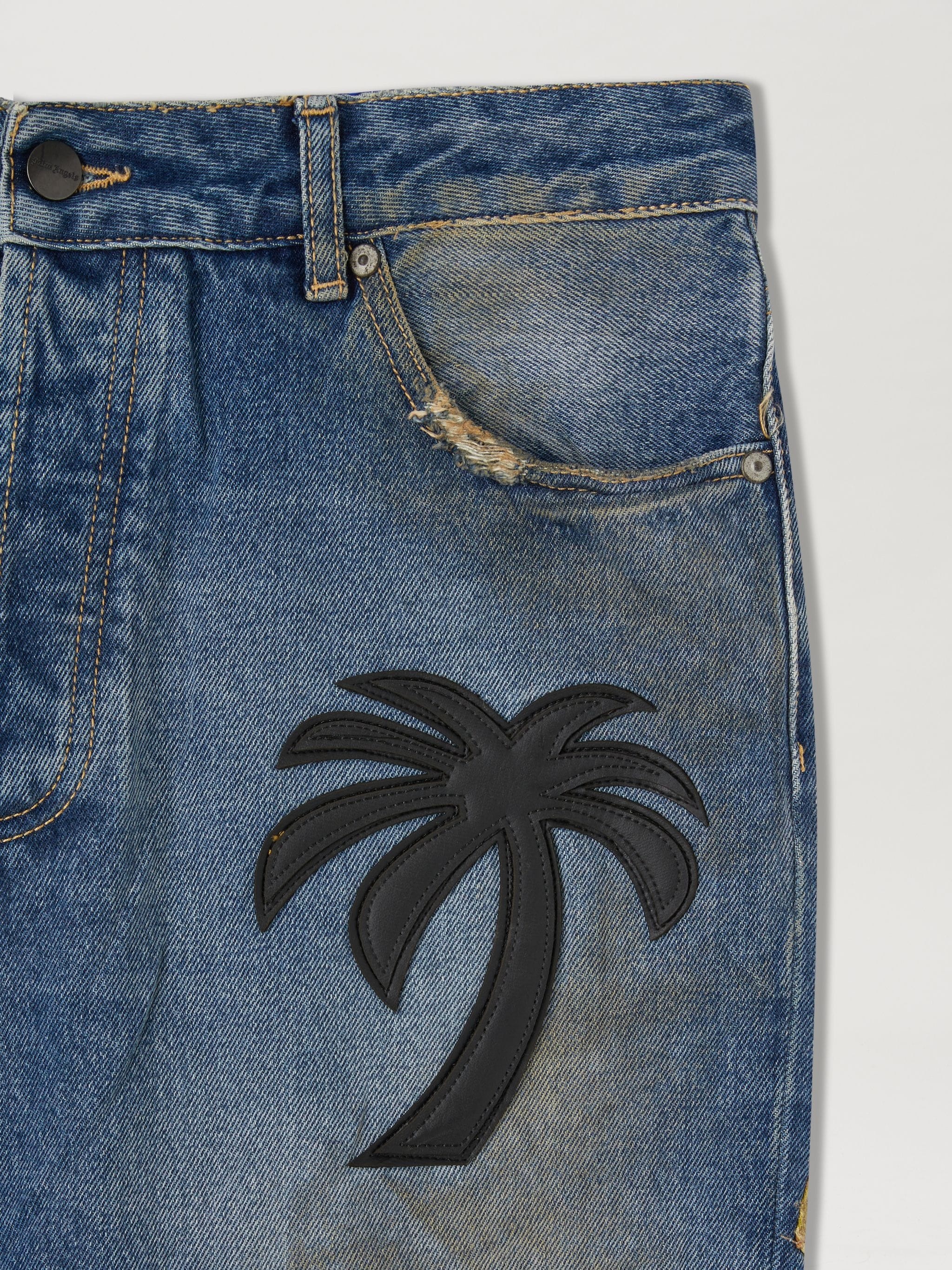 CURVED PALM TREE REGULAR DENIM PANTS - 8