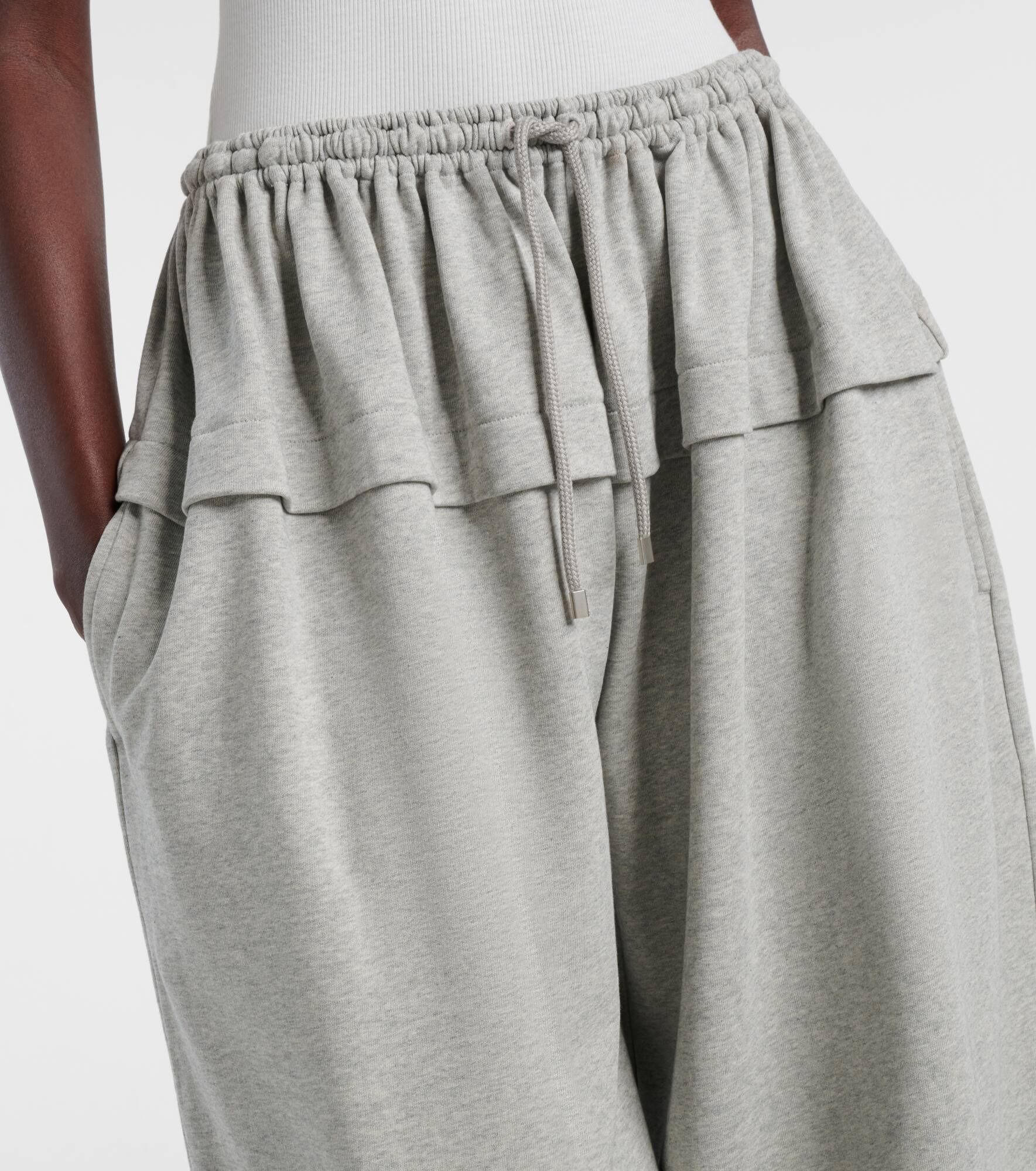 Ruffled cotton-blend track pants - 4