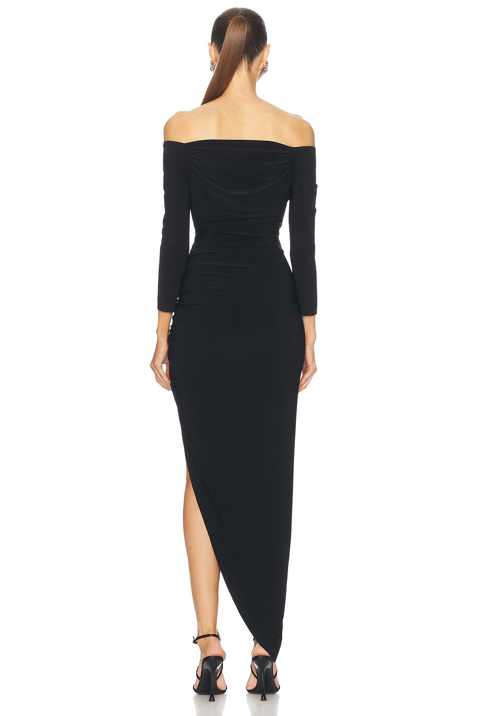 Off Shoulder Sweetheart Side Drape Gown - 3