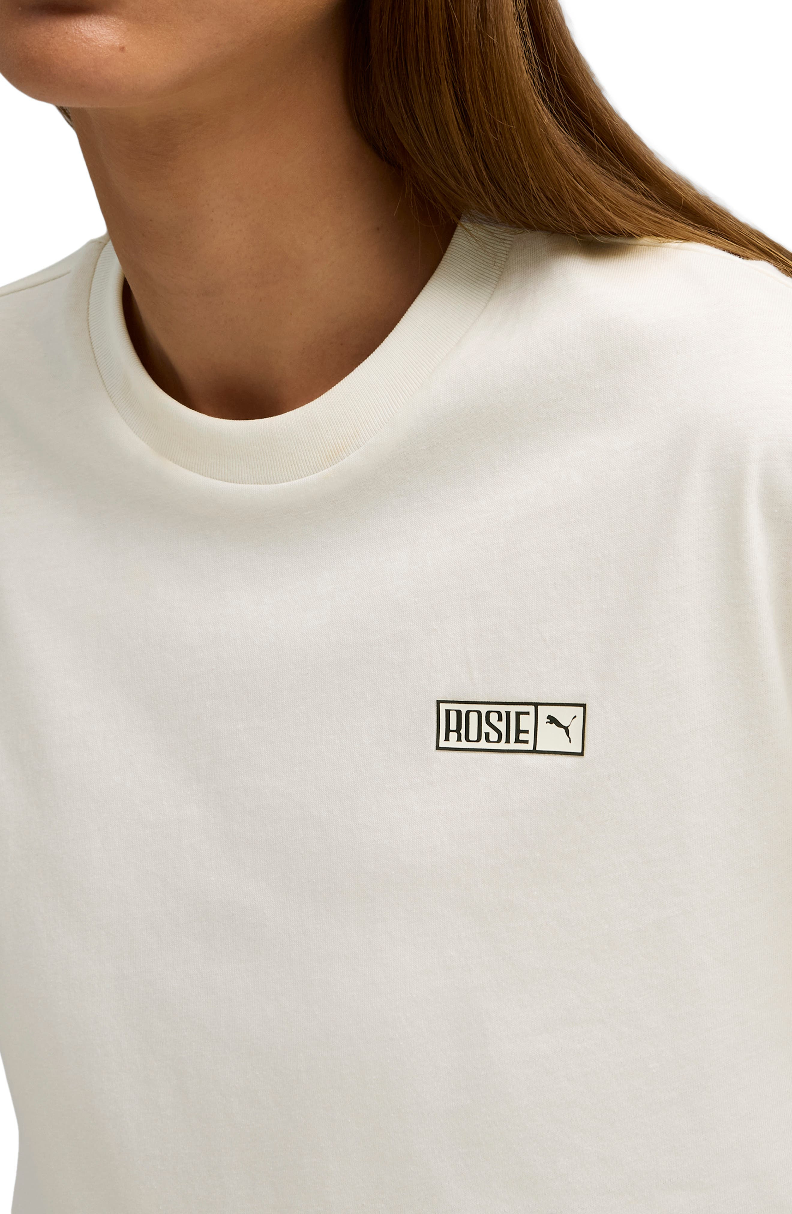 PUMA x Rosé Relaxed Fit Crop T-Shirt in Warm White at Nordstrom - 3