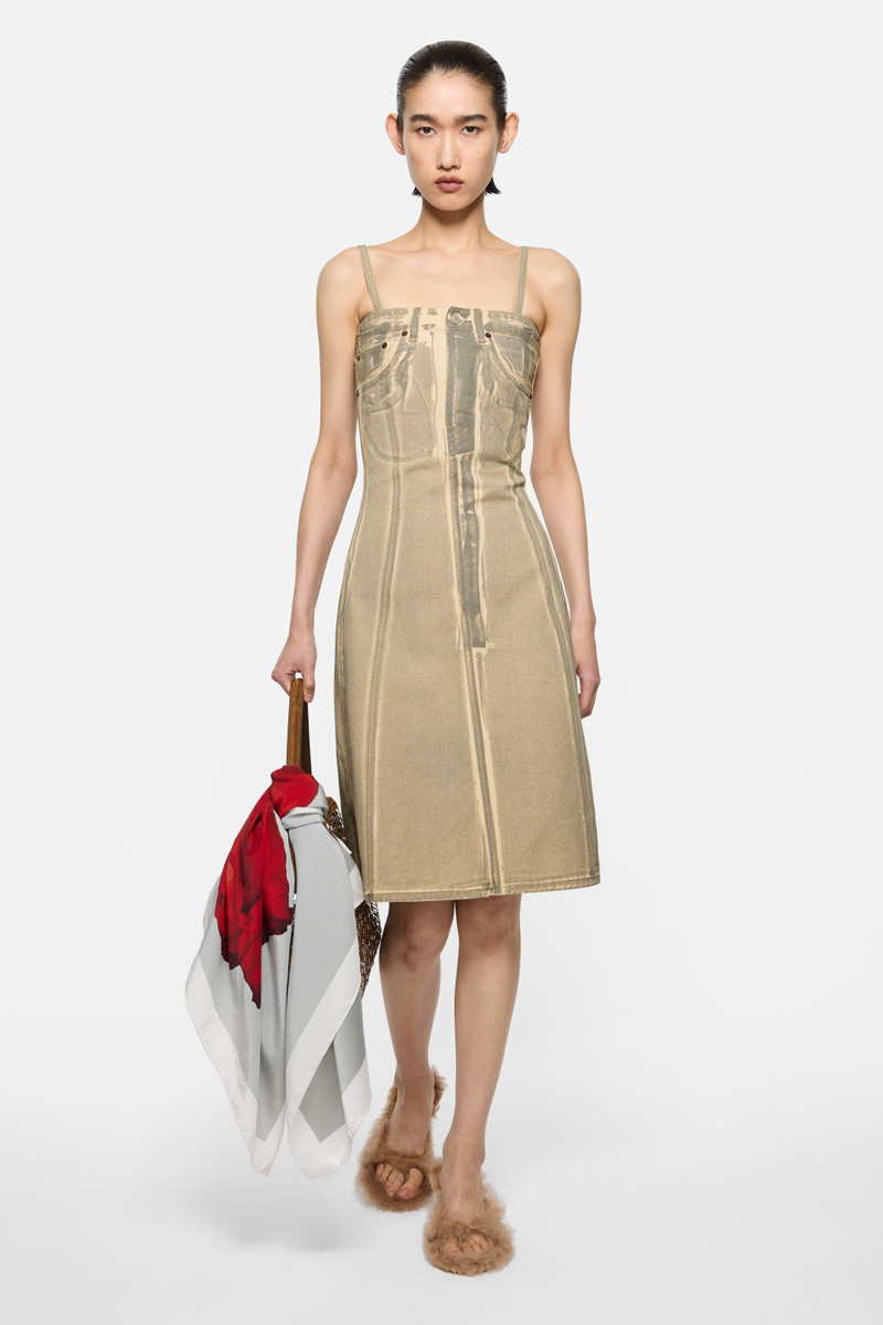Acne Studios Printed denim midi dress - Beige/Sage green outlook
