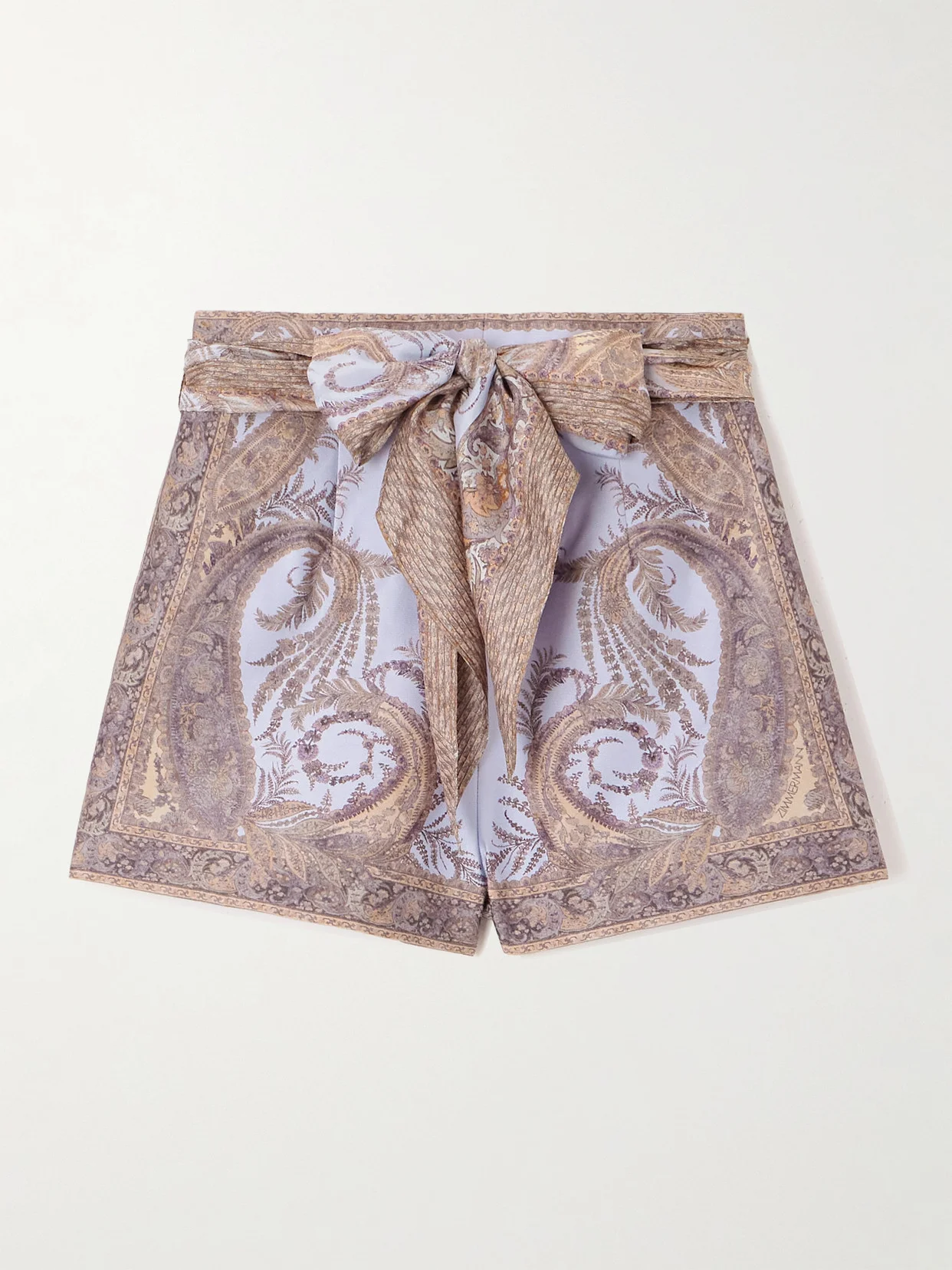 Belted Printed Silk And Cotton-blend Twill Shorts - 1