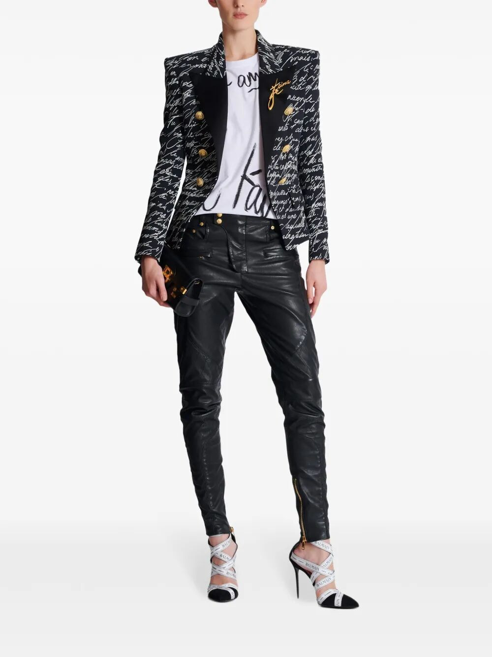 Balmain Women Sl Writing Printed T-Shirt - 7