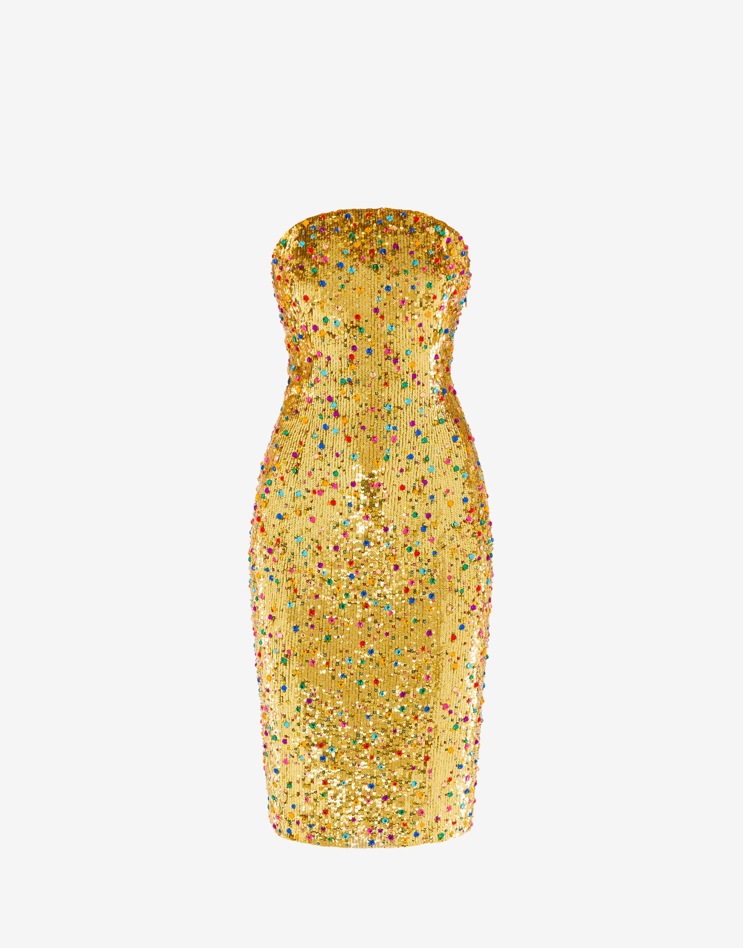 MULTICOLOR DOTS SEQUIN BUSTIER DRESS - 1