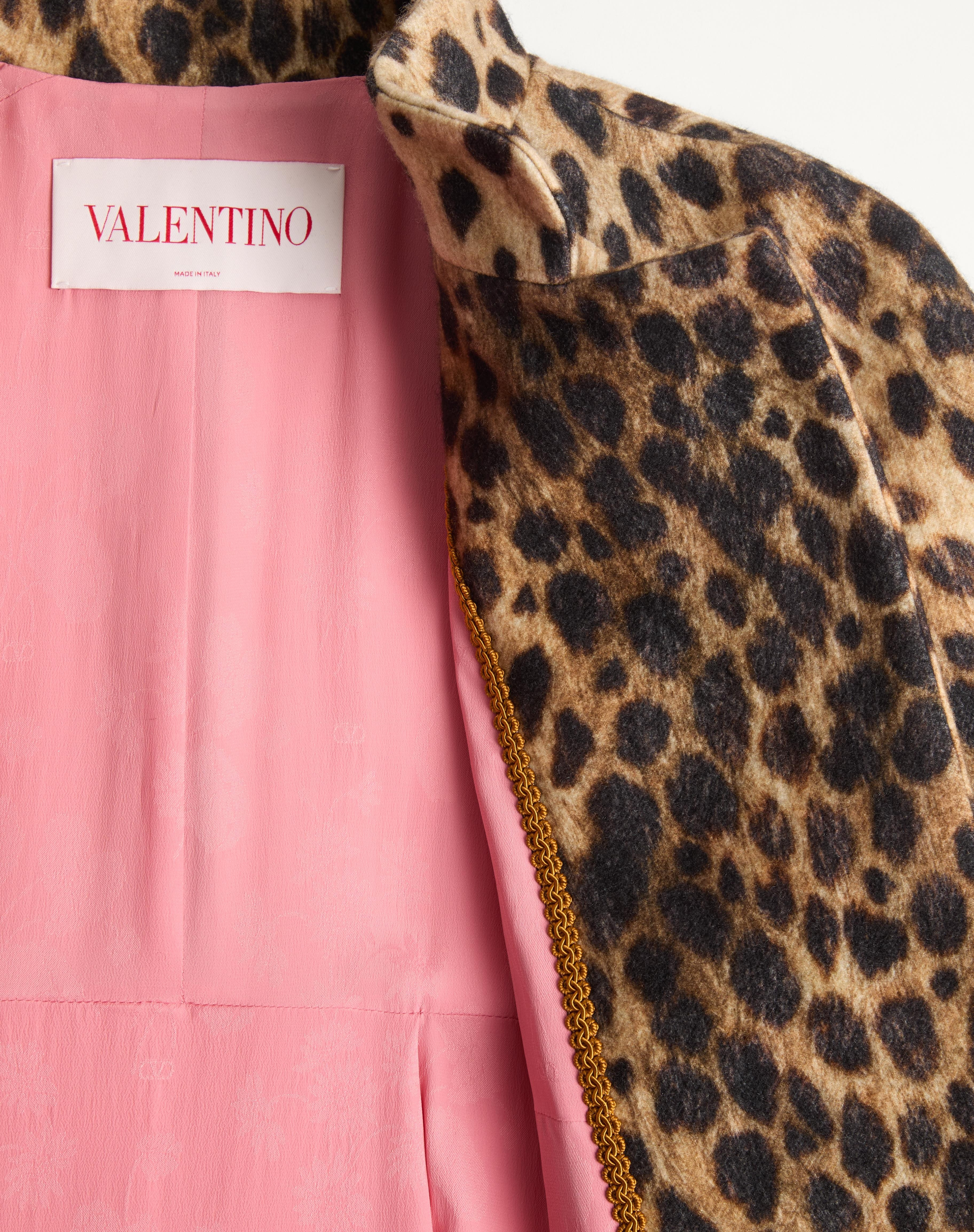 JAGUAR SPOTS PRINTED WOOL CLOTH COAT - 4