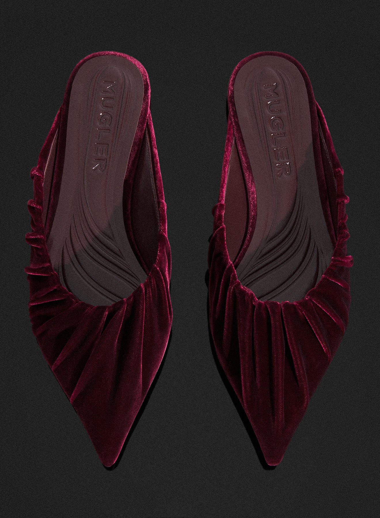 burgundy draped Fang flats - 4