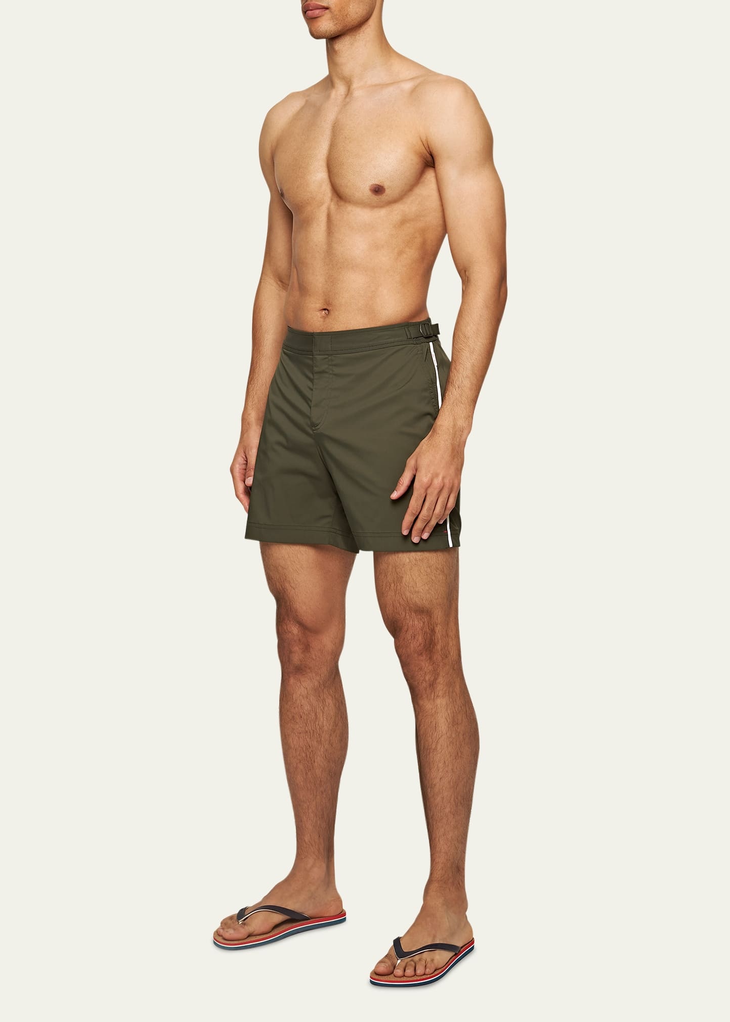 Men's Bulldog Piped Nylon Swim Shorts - 4