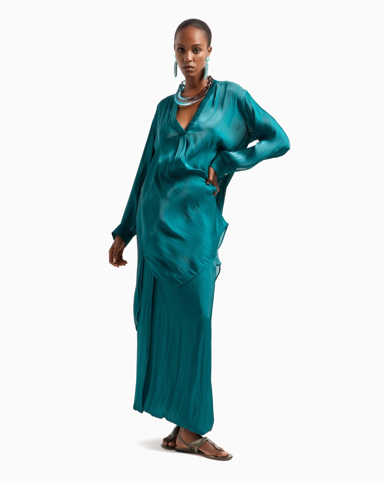 LONG SKIRT IN DOUBLE SILK SATIN - 2