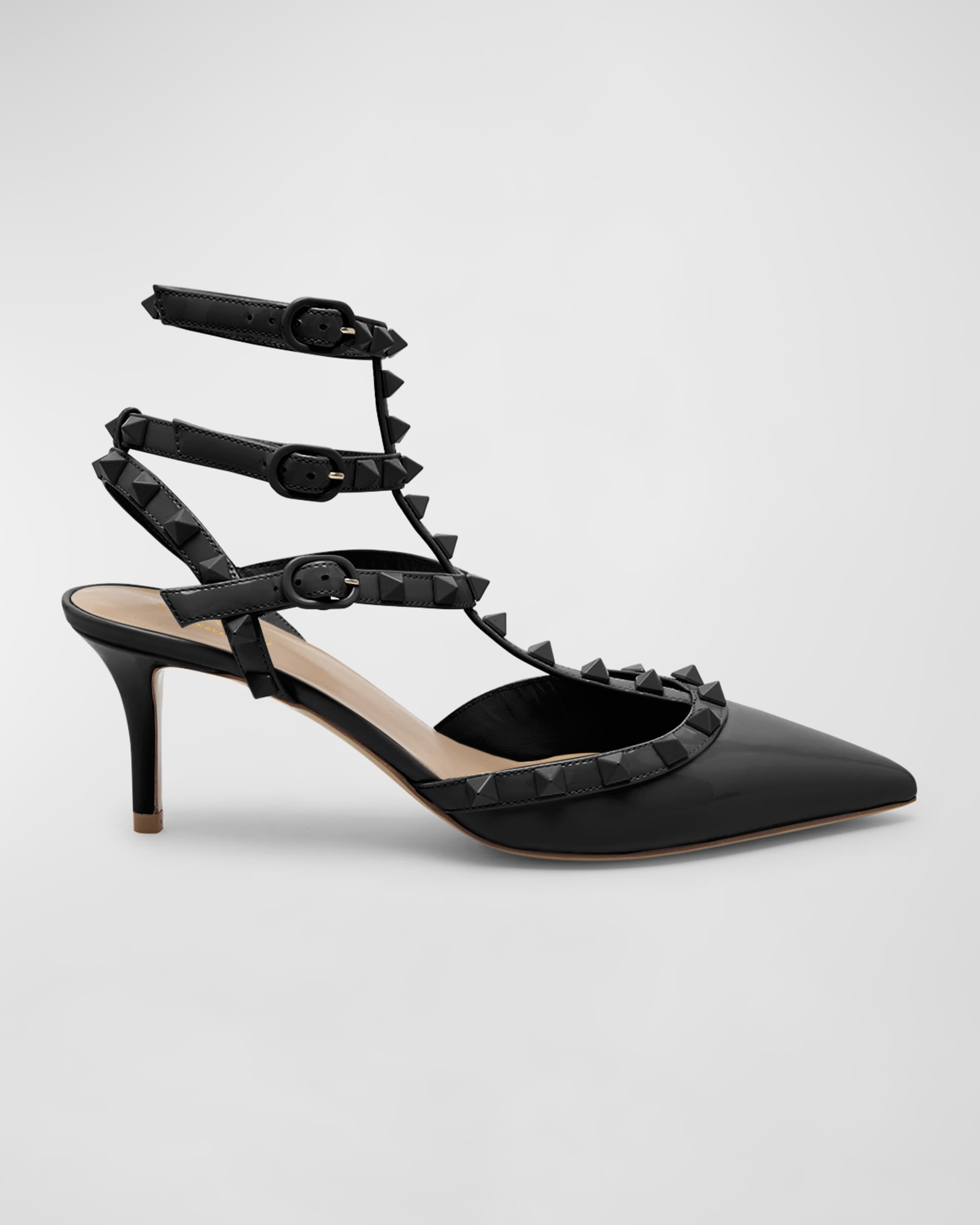 Rockstud Patent Caged Ankle-Strap Sandals - 1