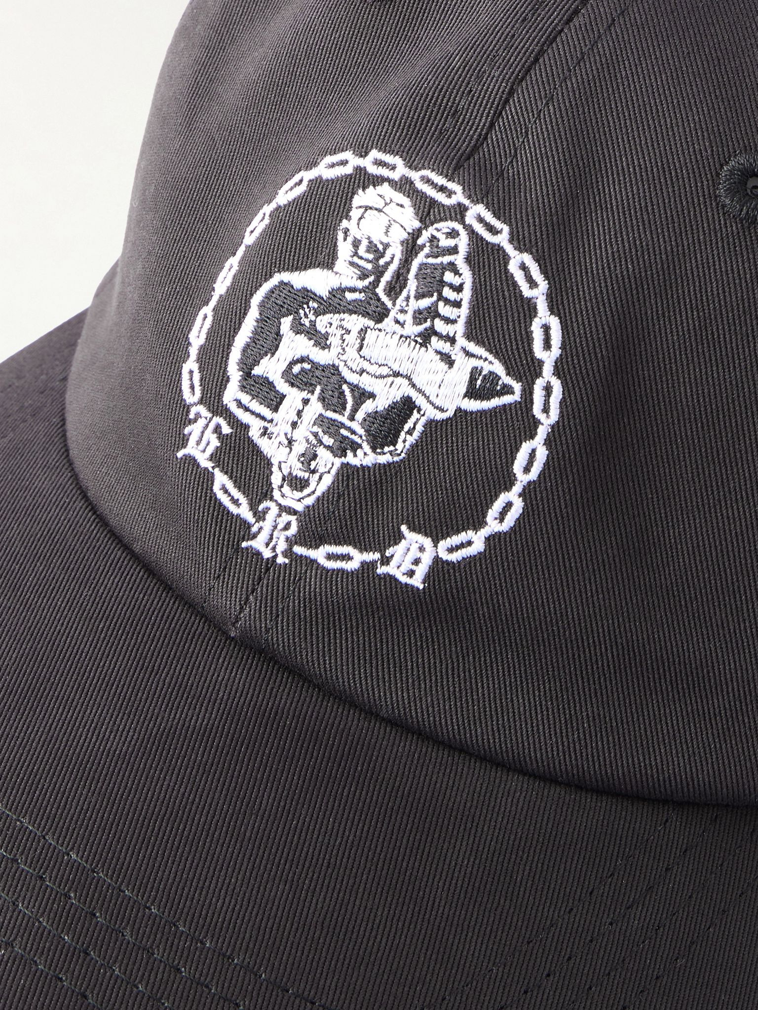 Enfants En Chaine Logo-Embroidered Cotton-Twill Baseball Cap Black - 4