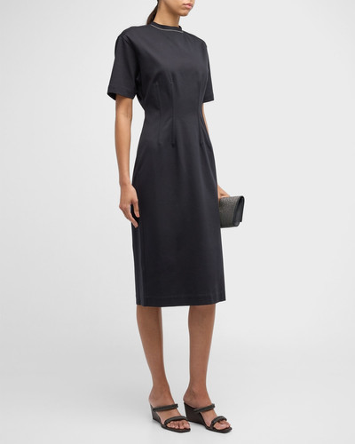 Brunello Cucinelli Monili-Trim Corset Techno Couture Jersey Midi T-Shirt Dress outlook