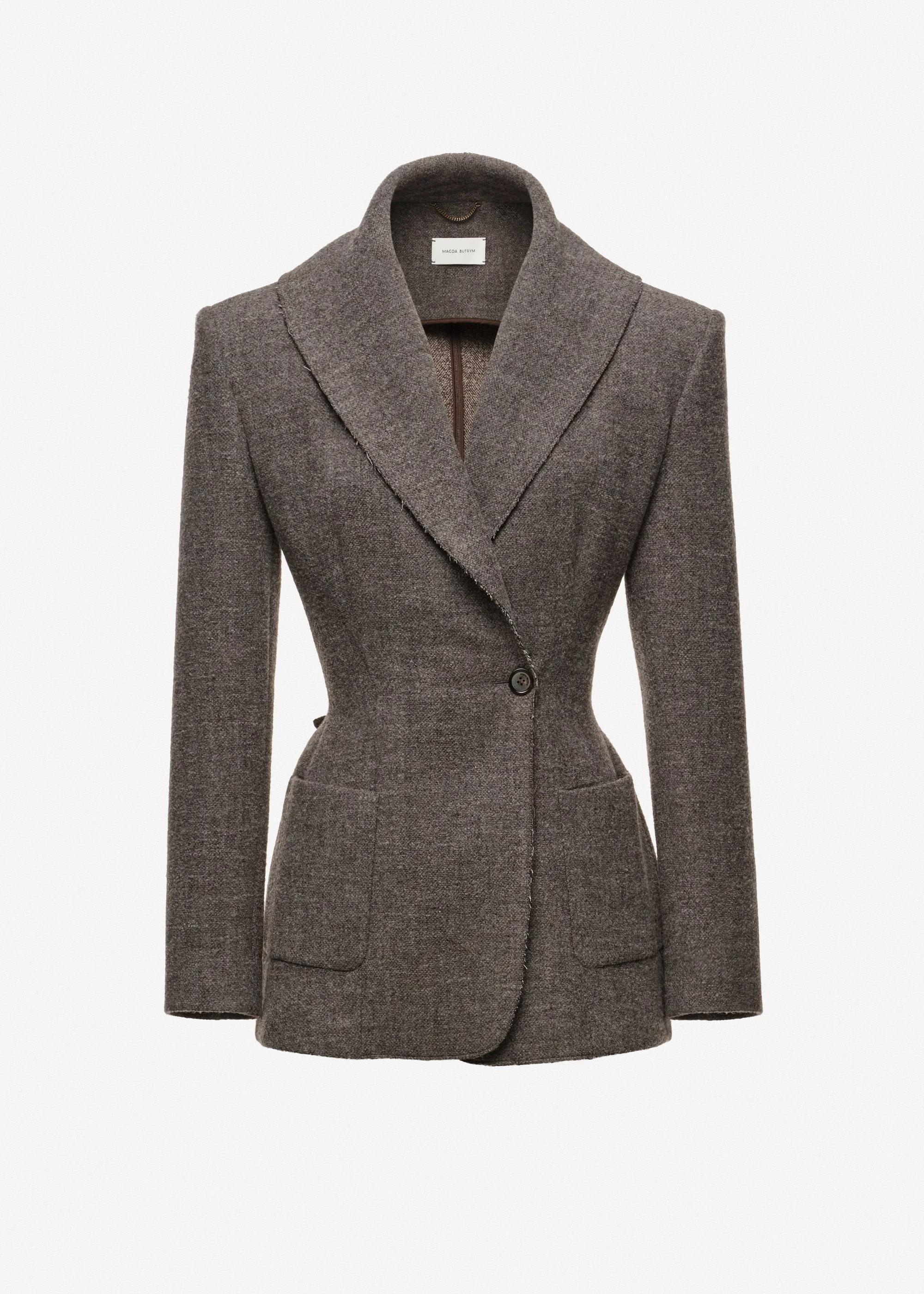 Shawl-collar tailored blazer in grey - 1