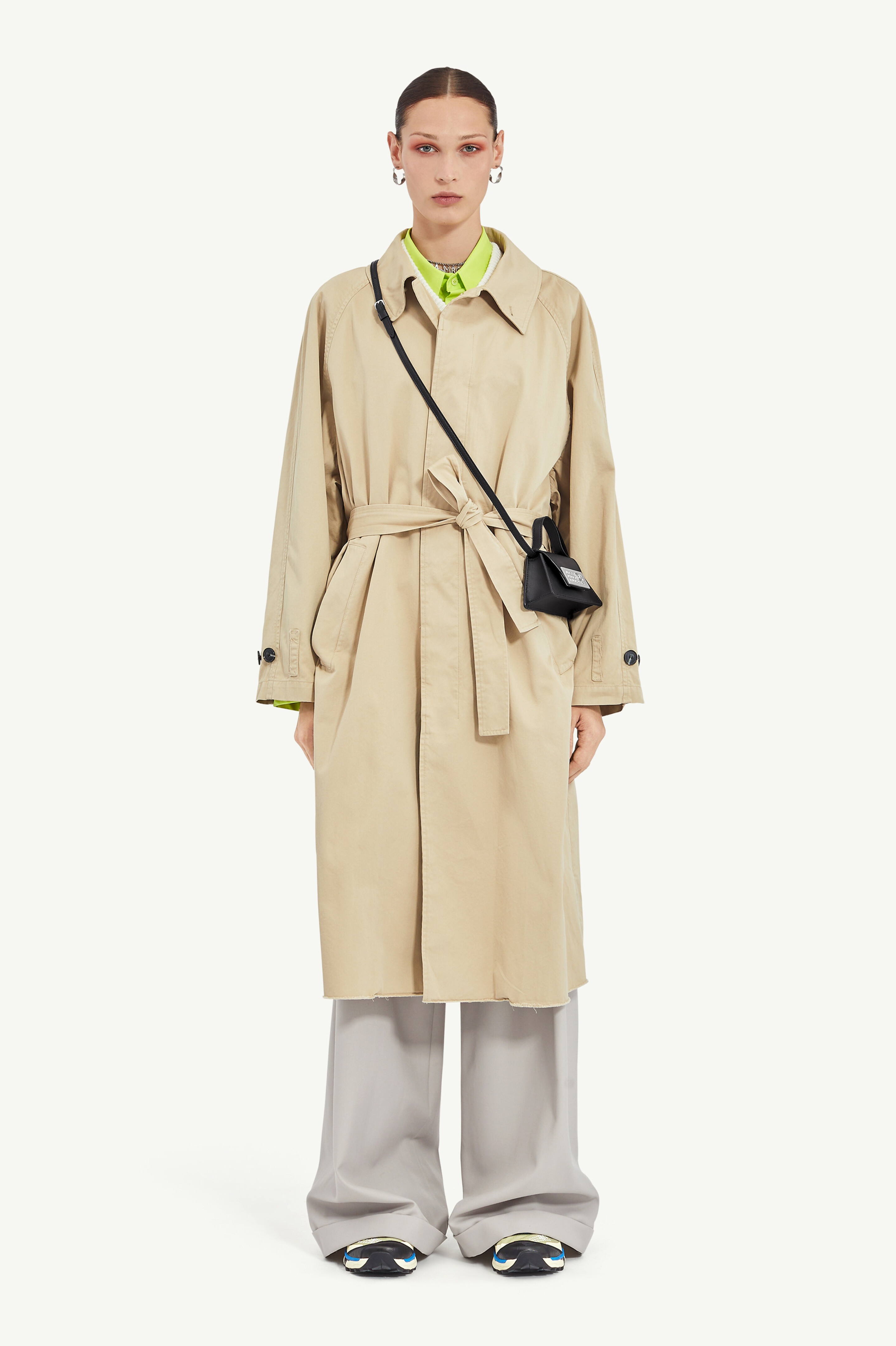 MM6 Maison Margiela Beige Embroidered Denim Coat